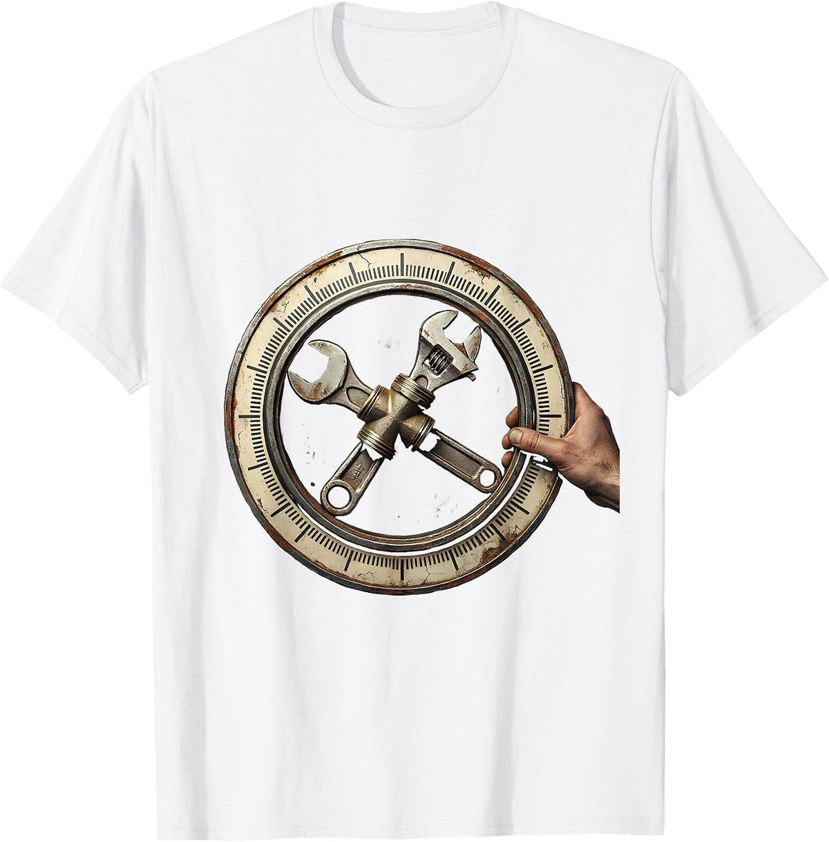 Men's Sealed Pipe Joint Distressed Funny Plumber Gift T-Shirt - White