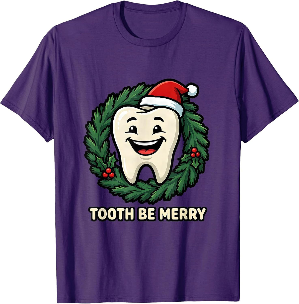 Men's Tooth Be Merry Cartoon Dental Christmas Dentist Dental T-Shirt - Purple