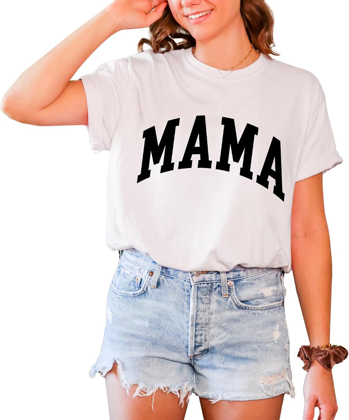 Mama T-Shirt, Pregnancy Reveal to Mother, 100% Cotton Premium Quality, Retro Look Oversized Graphic Tee - White