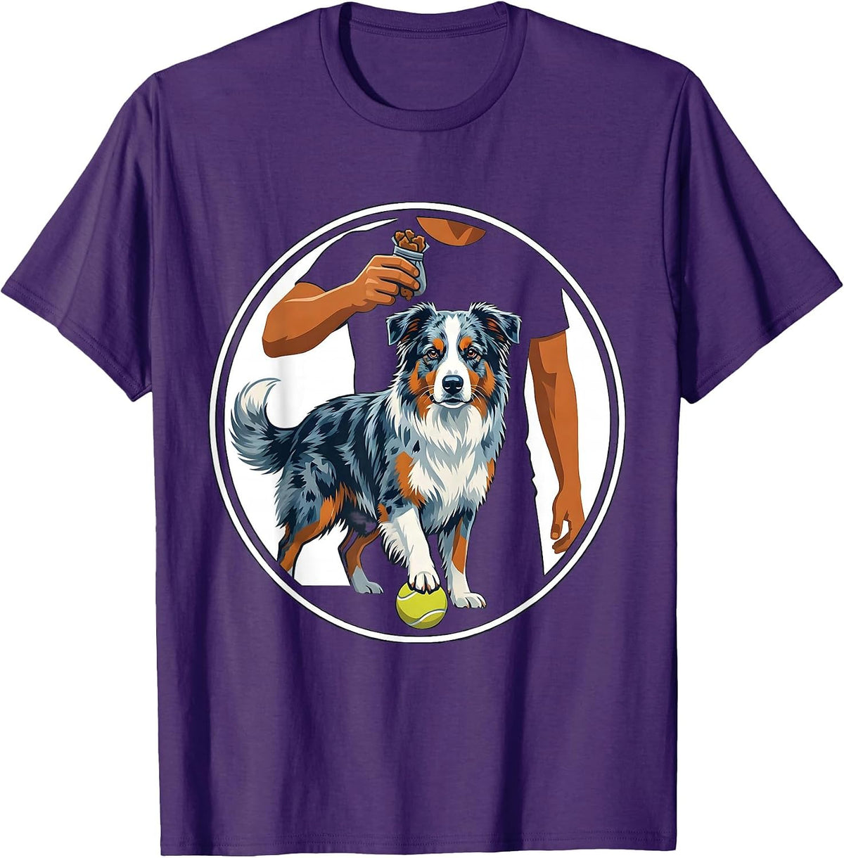 Men's Sealed Badge Blue-Merle Australian Shepherd Dog Mom Dad T-Shirt - Purple