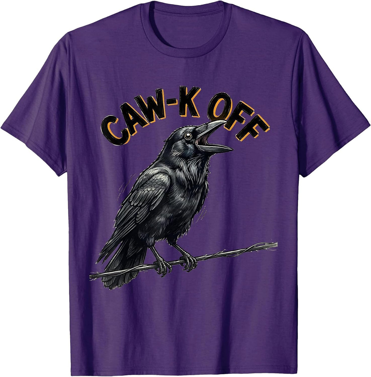 Men's CAW-K OFF Funny Crow Bird Pun Meme Humor T-Shirt - Purple