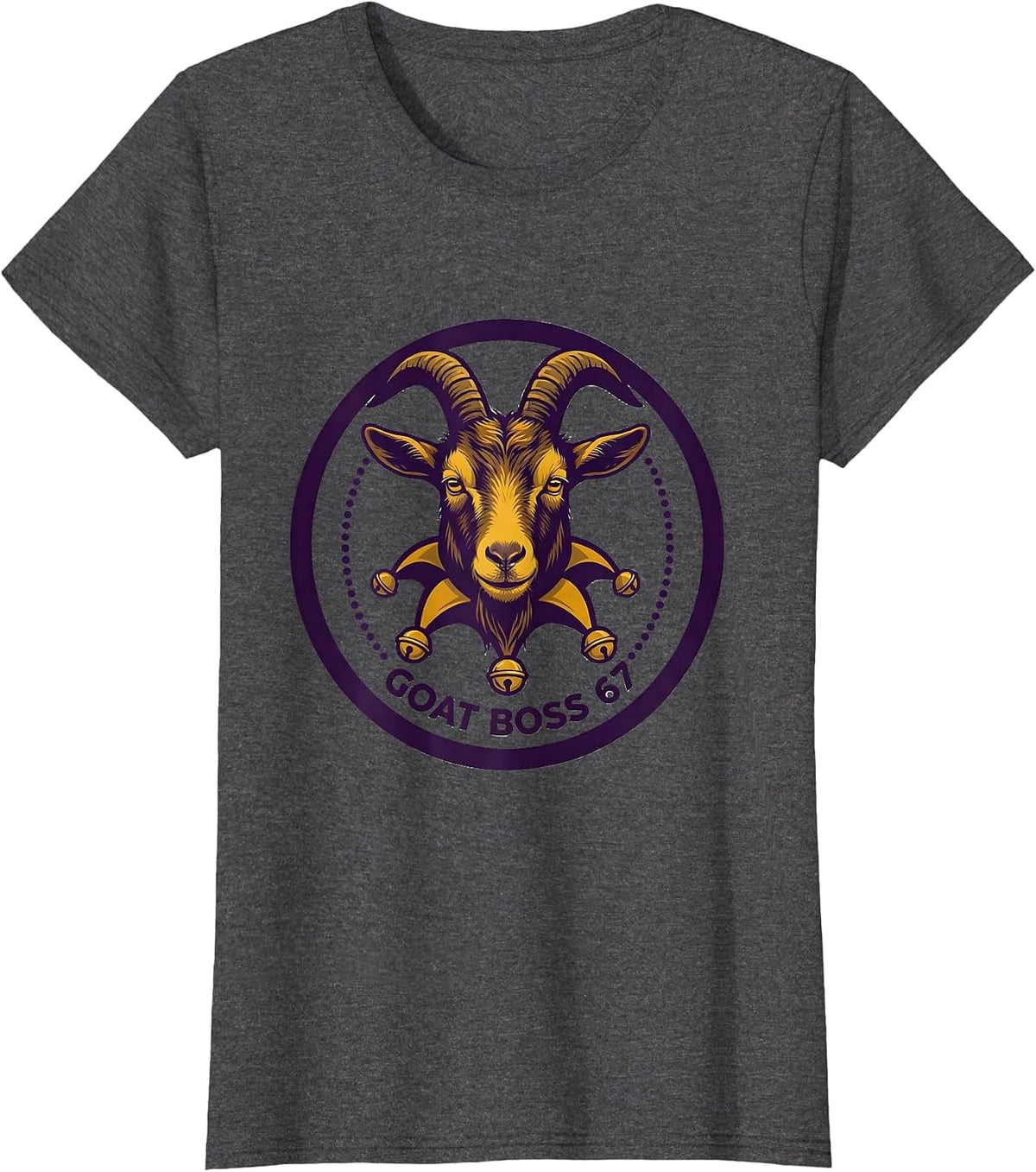 Women's Goat Boss 67 Minimalist Mardi Gras Kids Meme Humor T-Shirt - Dark Heather Grey