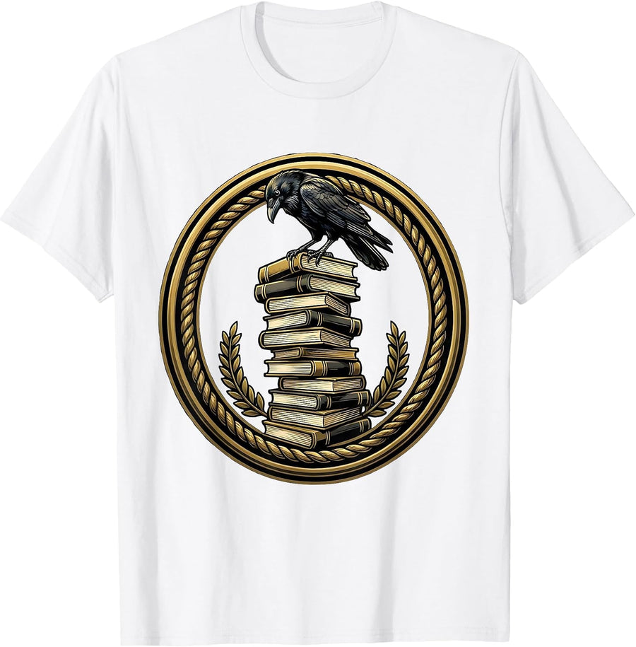 Men's Crow on Book Tower Reading Is My Favorite Sport T-Shirt - White