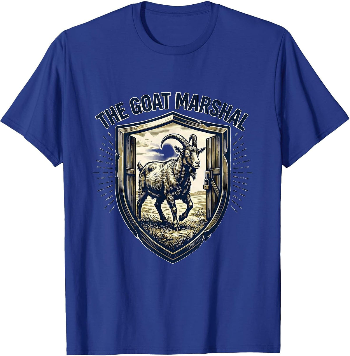 Men's The Goat Marshal Funny Goat Farmer Rancher Gift T-Shirt - Royal Blue