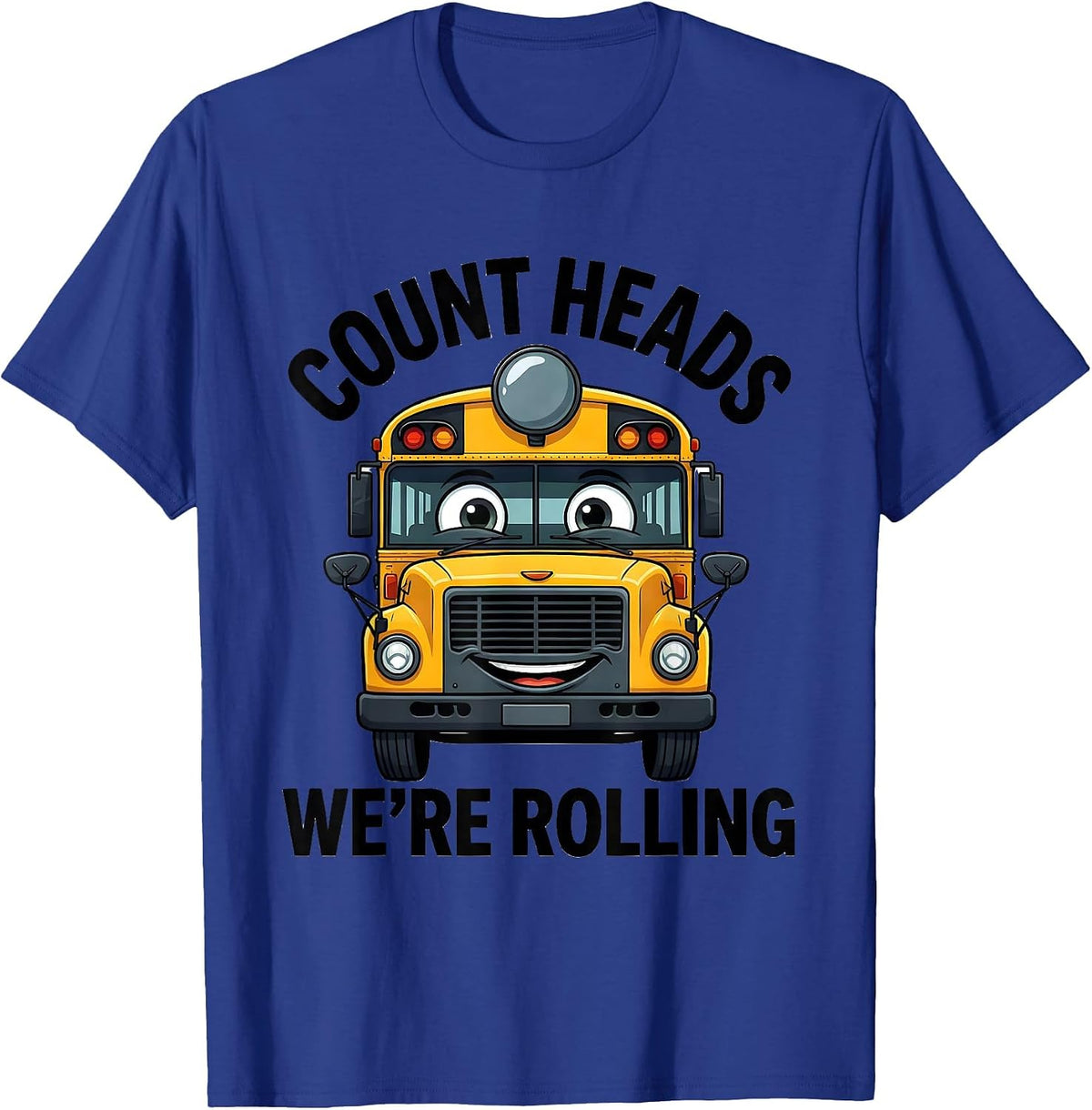 Men's Count Heads, We're Rolling Funny School Bus Driver Halloween T-Shirt - Royal Blue