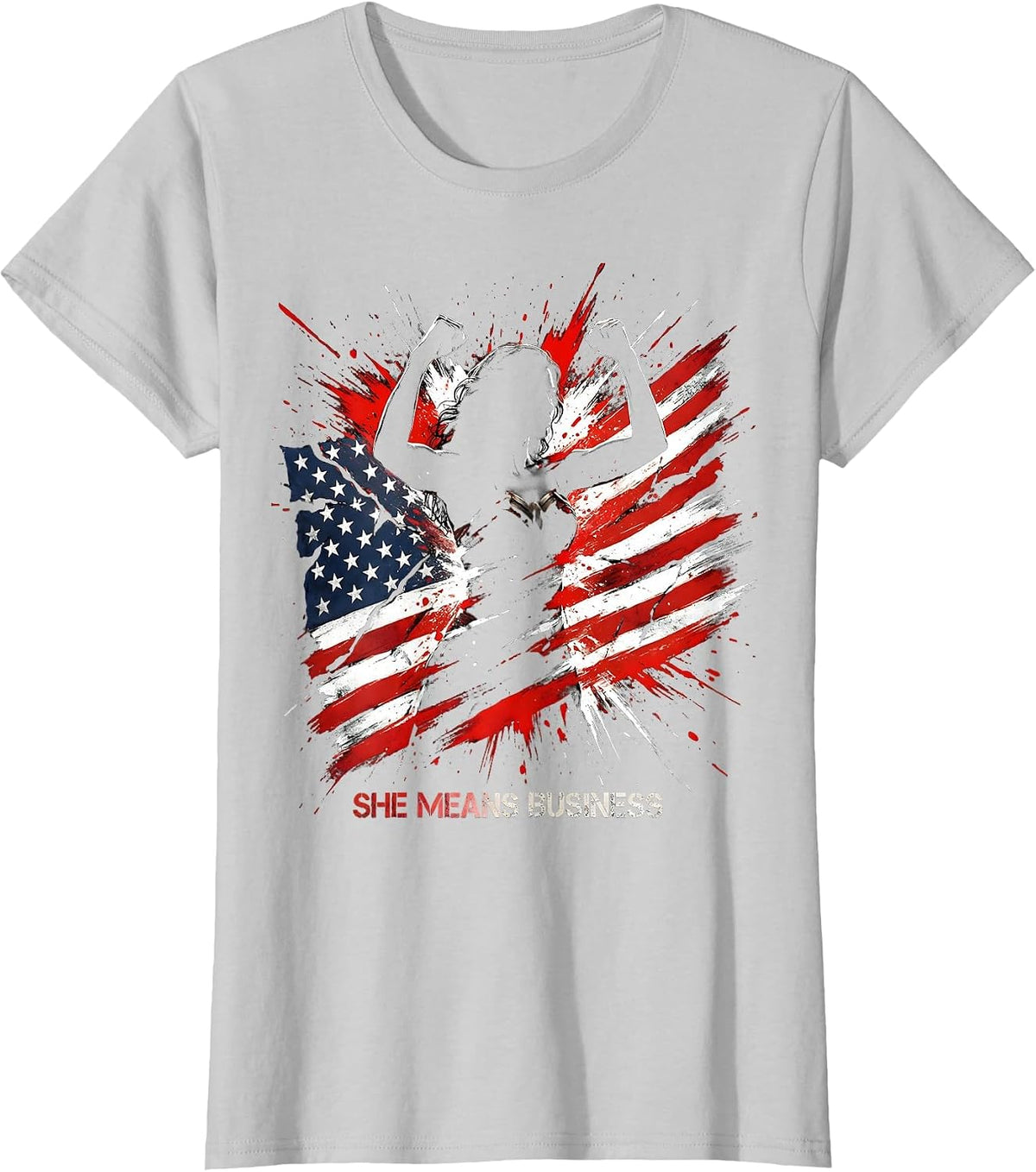 She Means Business Feminist Empowerment Design T-Shirt - Silver Grey