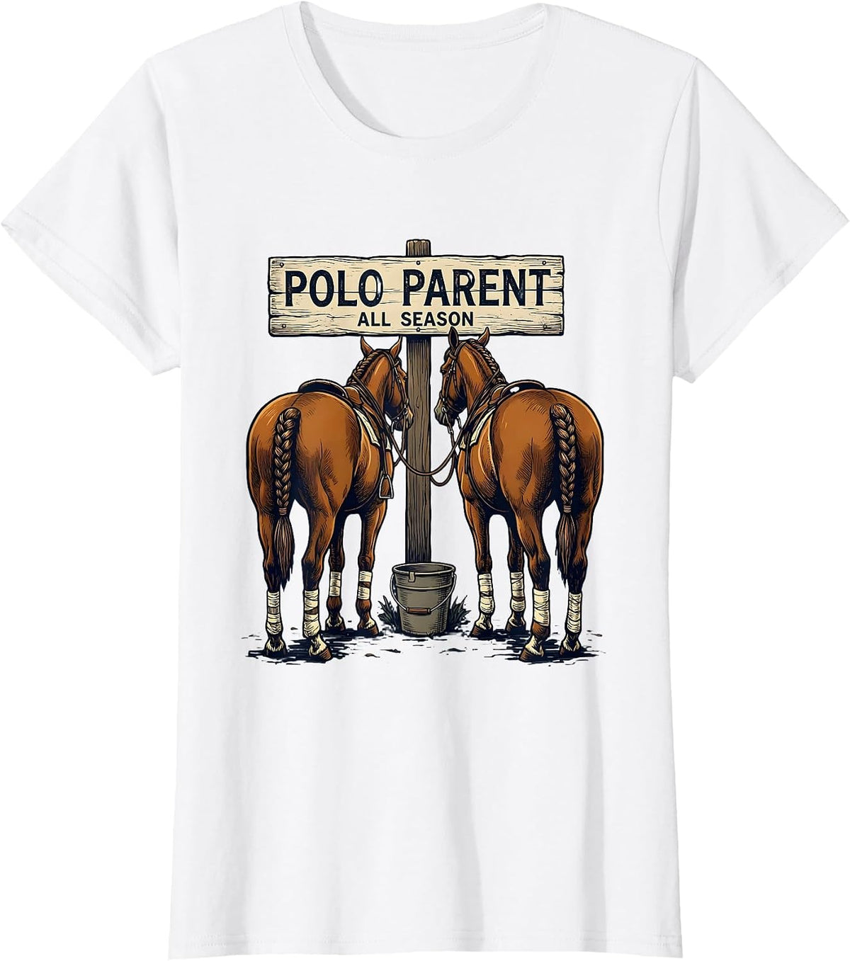 Polo Parent All Season Equestrian Sport Fan Horseback Riding T-Shirt - White