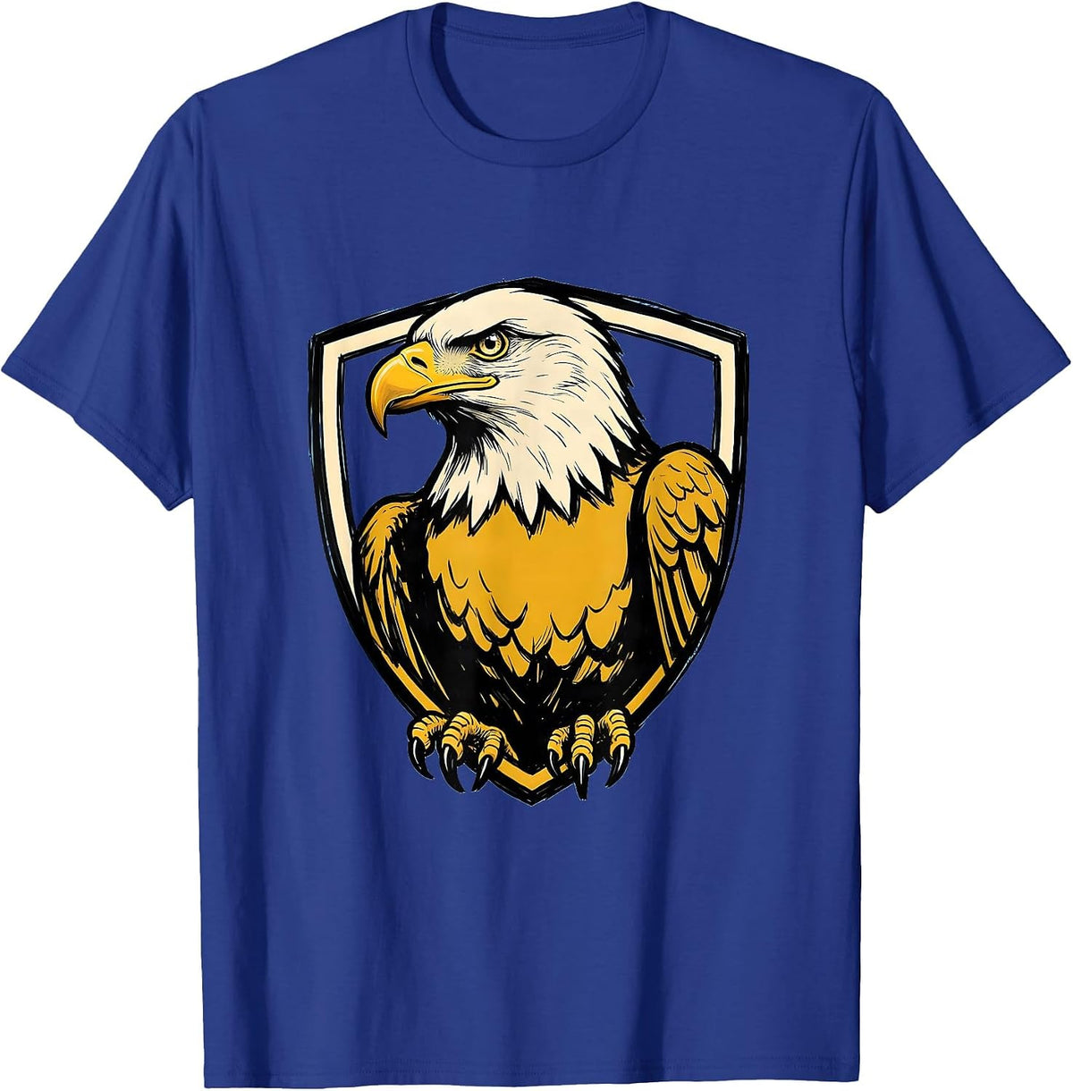 Bald Eagle Shield Mascot Fan Family Pride T-Shirt - Royal Blue