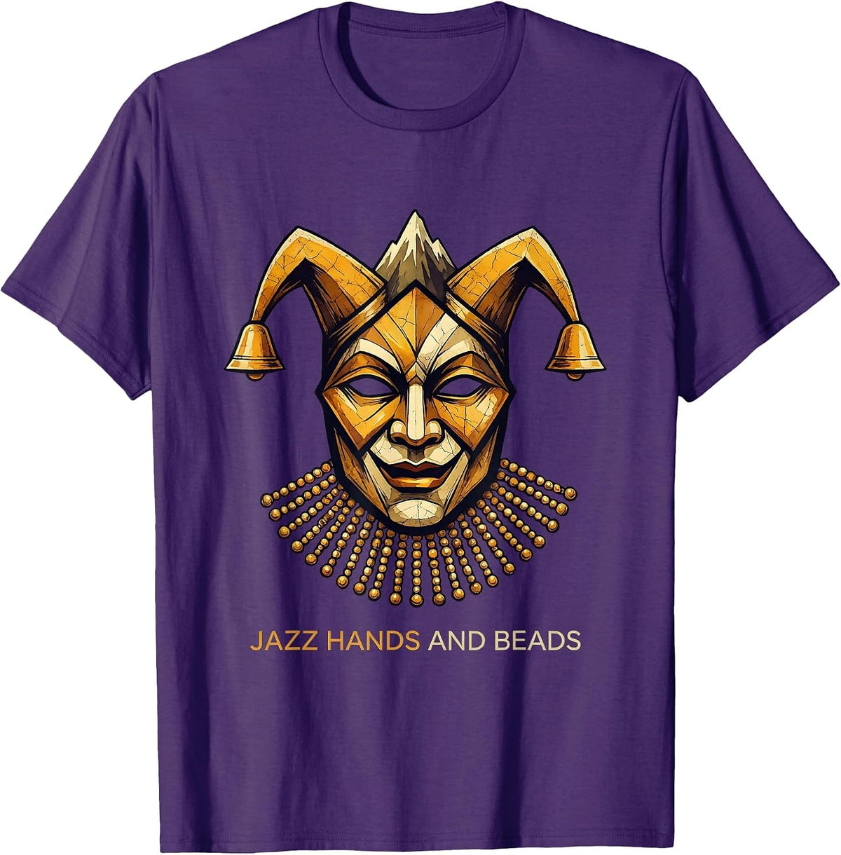 Jazz Hands and Beads Mardi Gras Celebration Design T-Shirt - Purple