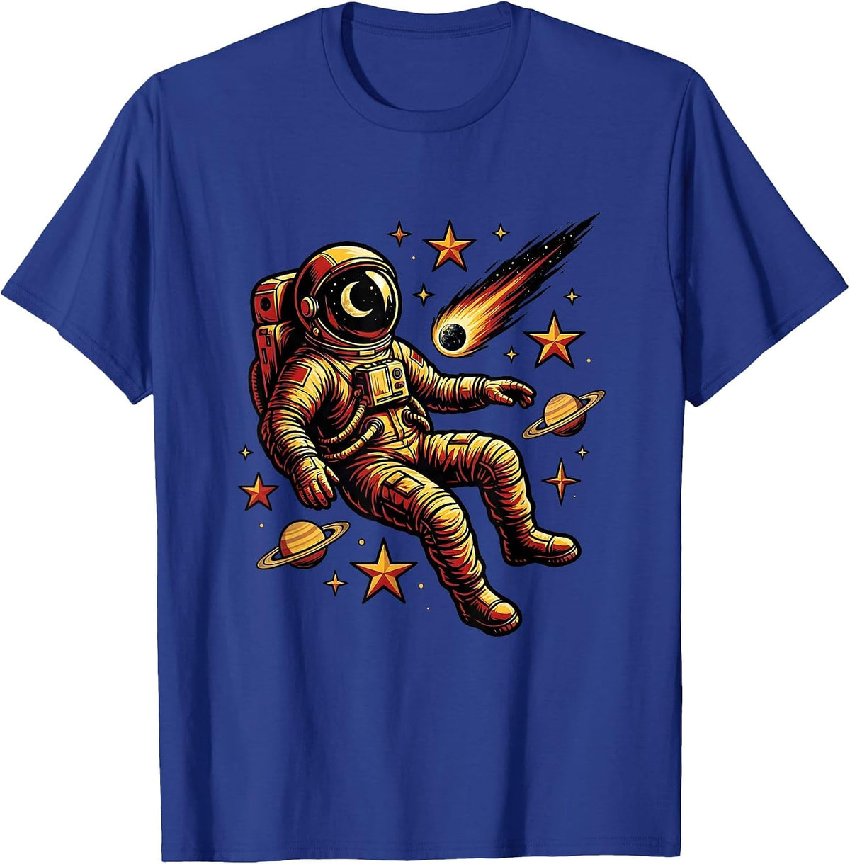 Men's Astronaut Floating Among the Stars Illustration T-Shirt - Royal Blue