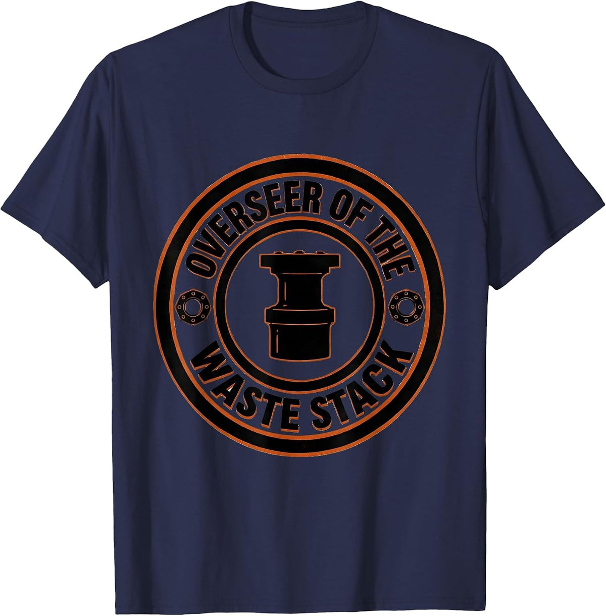 Men's Overseer of the Waste Stack Funny Plumber Pipefitter Dad T-Shirt - Navy Blue