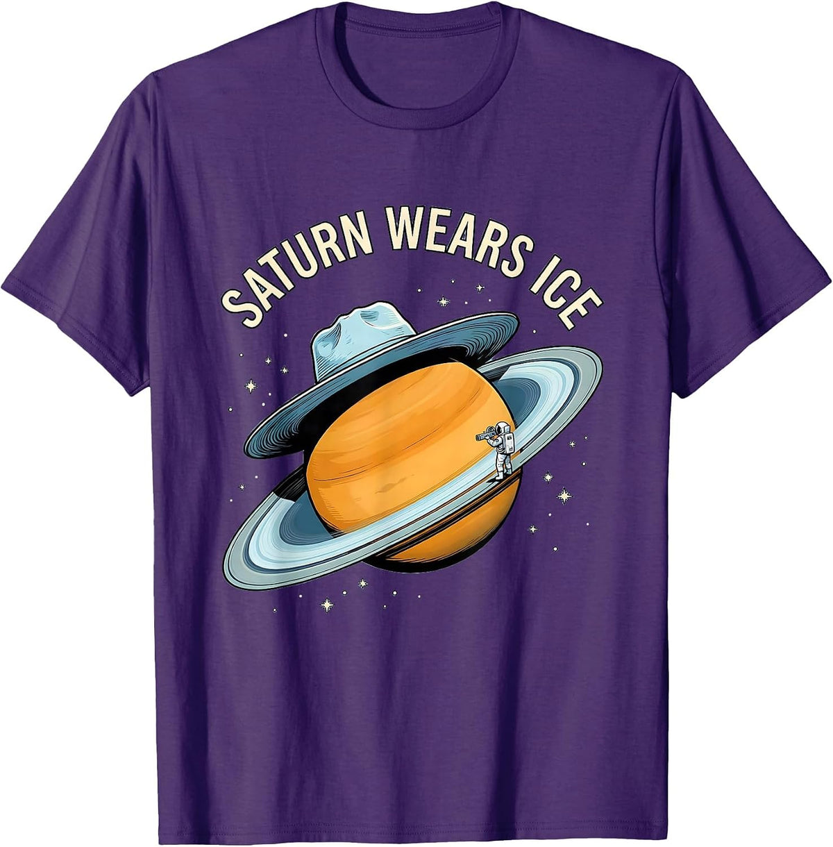 Saturn Wears Ice Funny Space Astronomy Enthusiast Gift T-Shirt - Purple