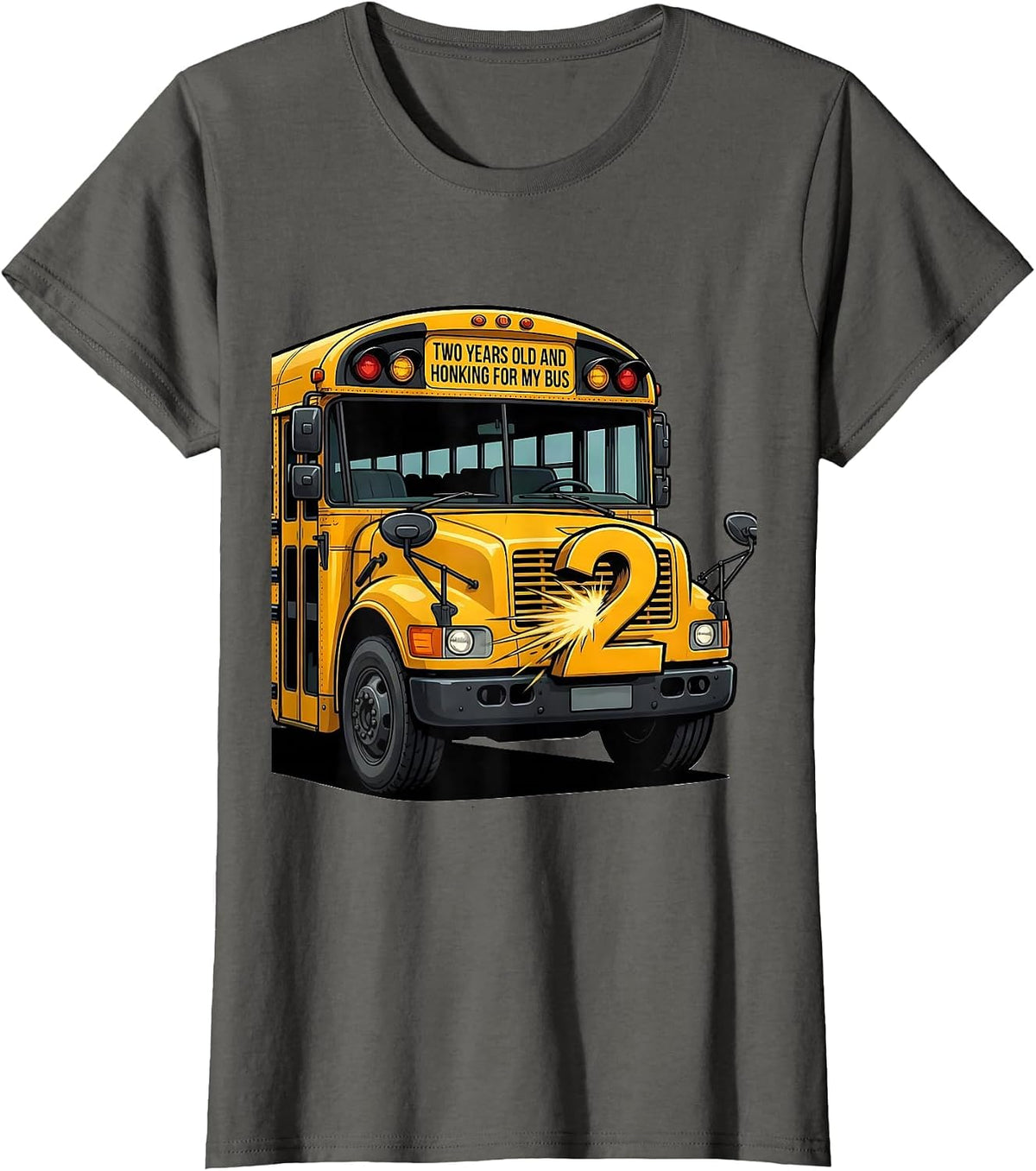 Women's Two Years Old And Honking For My Bus Funny School Bus Driver T-Shirt - Asphalt Grey