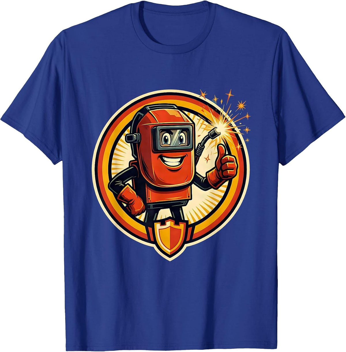 Welder Sparks Flying Illustration T-Shirt - Royal Blue