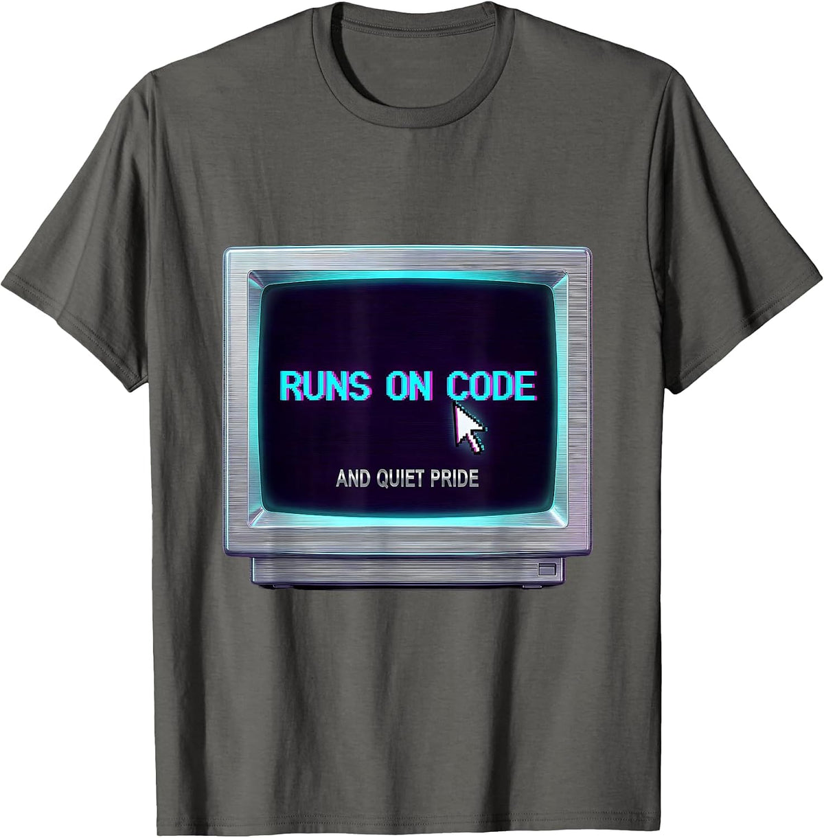 Runs On Code And Quiet Pride Sarcastic Tech Engineer Humor T-Shirt - Asphalt Grey