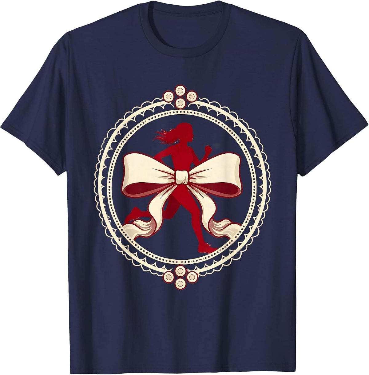 Runner Bursting Through Finish Line Graphic T-Shirt - Navy Blue