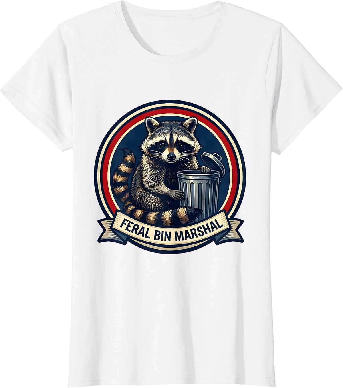 Feral Bin Marshal Funny Jimothy Raccoon Trash Panda Meme T-Shirt - White