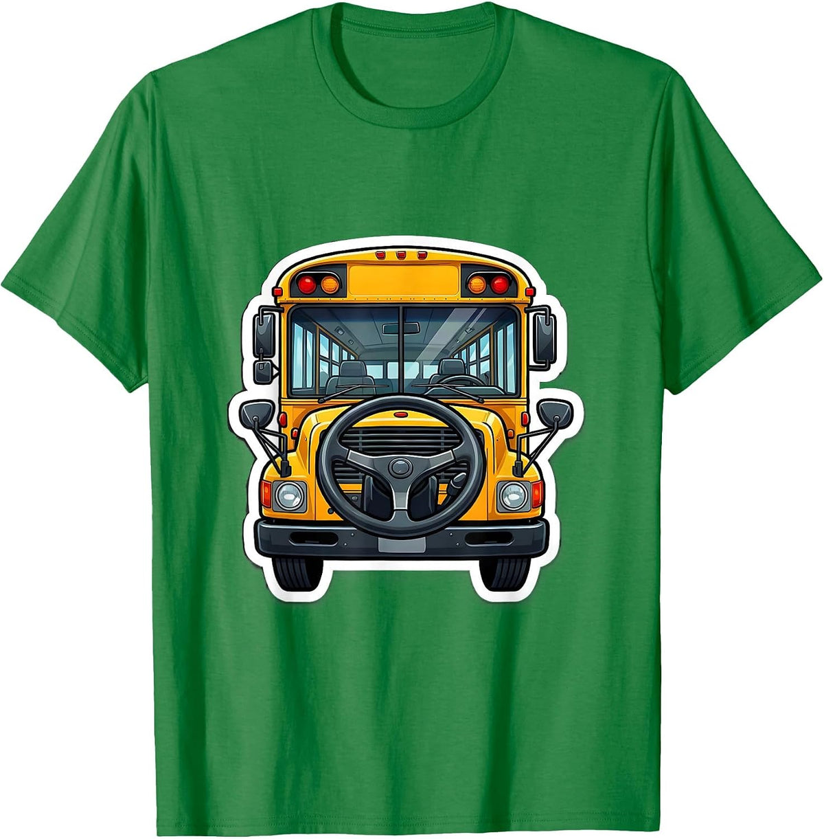 Men's School Bus Dashboard Sticker Funny Driver Humor T-Shirt - Kelly Green