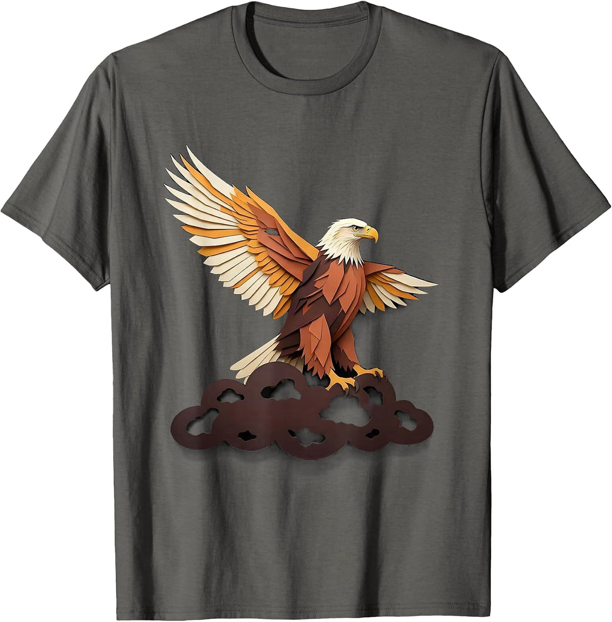Bald Eagle Paper Cutout Mascot Pride Faith T-Shirt - Asphalt Grey