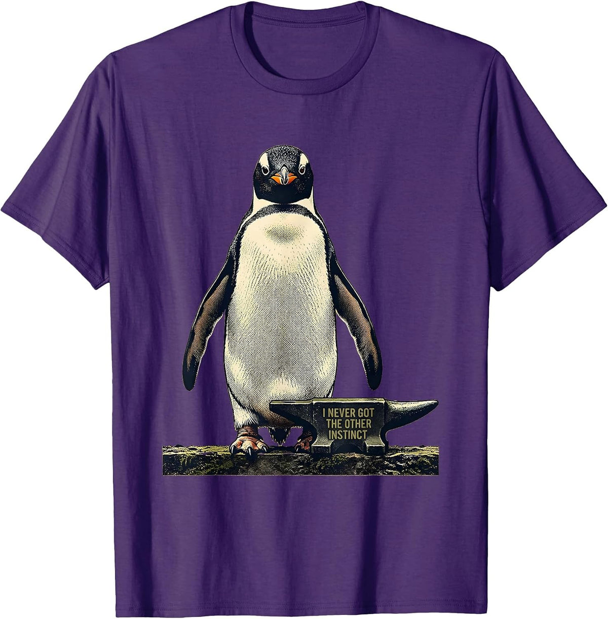 Men's I Never Got The Other Instinct Funny Penguin Martial Arts T-Shirt - Purple