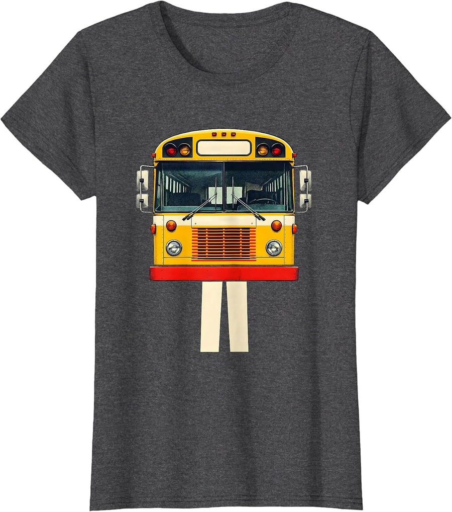 Women's School Bus Driver Funny Costume Back to School T-Shirt - Dark Heather Grey