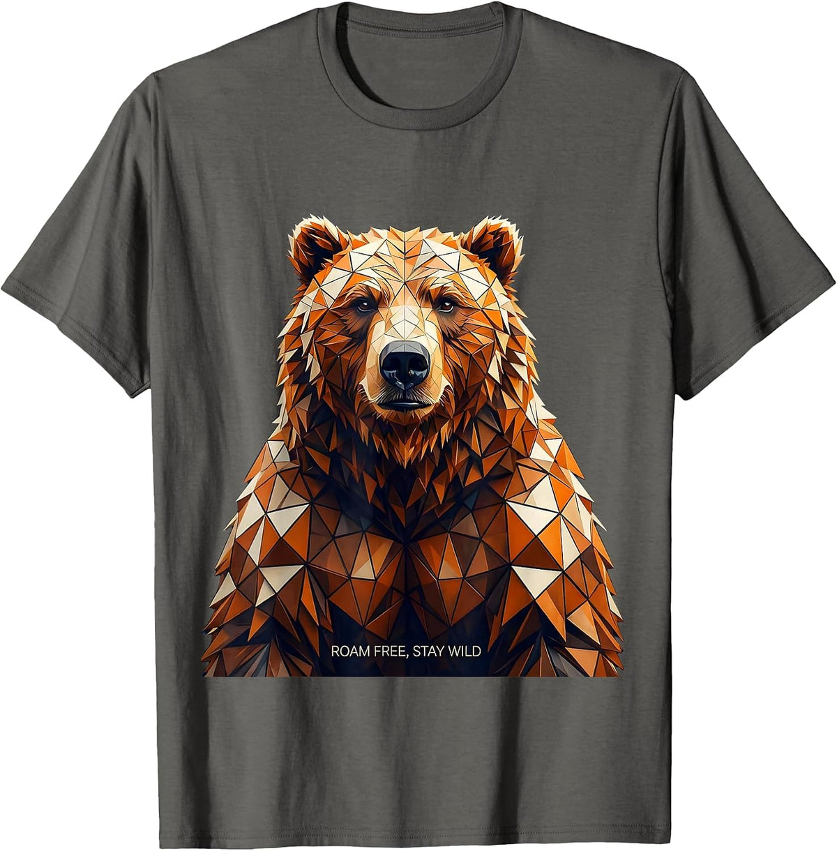 Bears Roam Free Stay Wild Nature Design T-Shirt - Asphalt Grey