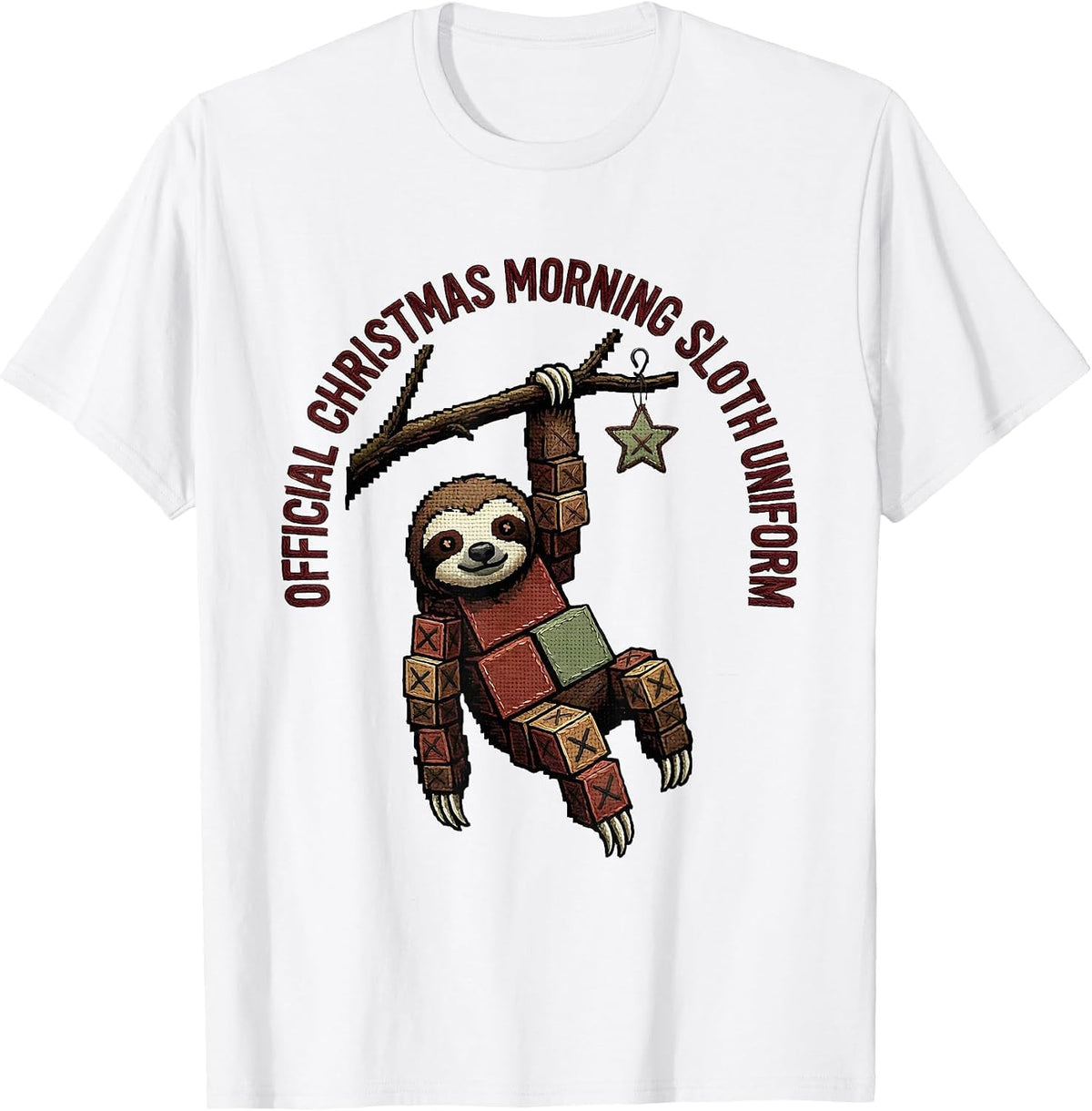 Men's Official Christmas Morning Sloth Uniform Funny Sloth Gift T-Shirt - White