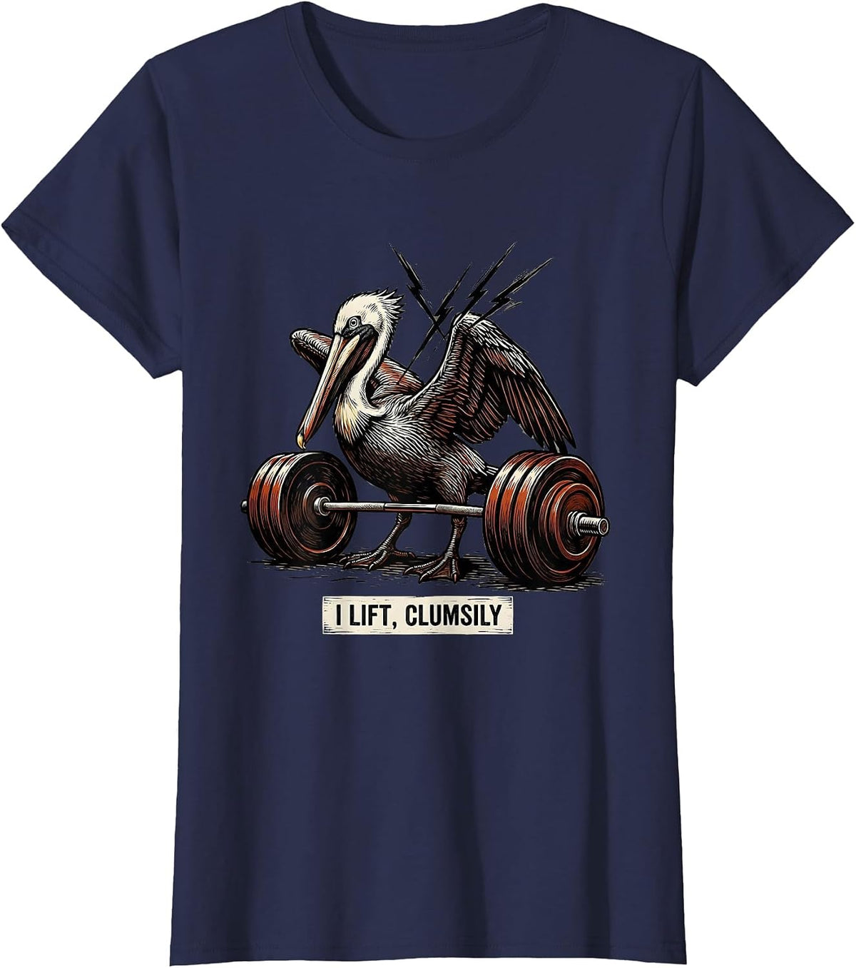 Women's I Lift, Clumsily Funny Gym Weightlifting Workout Humor T-Shirt - Navy Blue