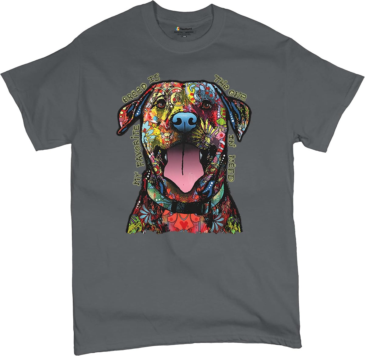 My Favorite Breed is The One in Need T-Shirt Dean Russo Dog Men's Tee - Charcoal