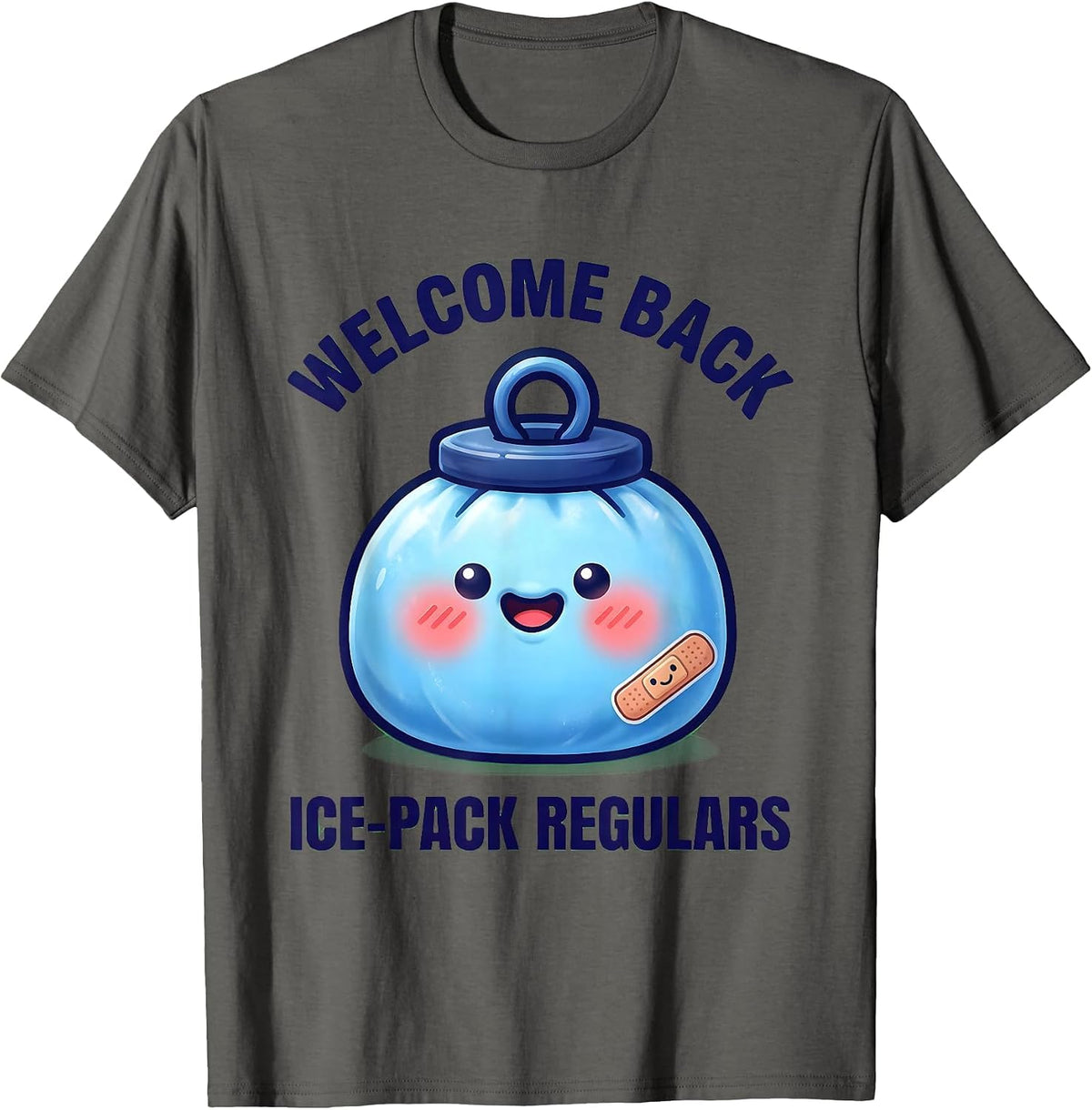 Welcome Back Ice-Pack Regulars Cute Kawaii School Nurse T-Shirt - Asphalt Grey