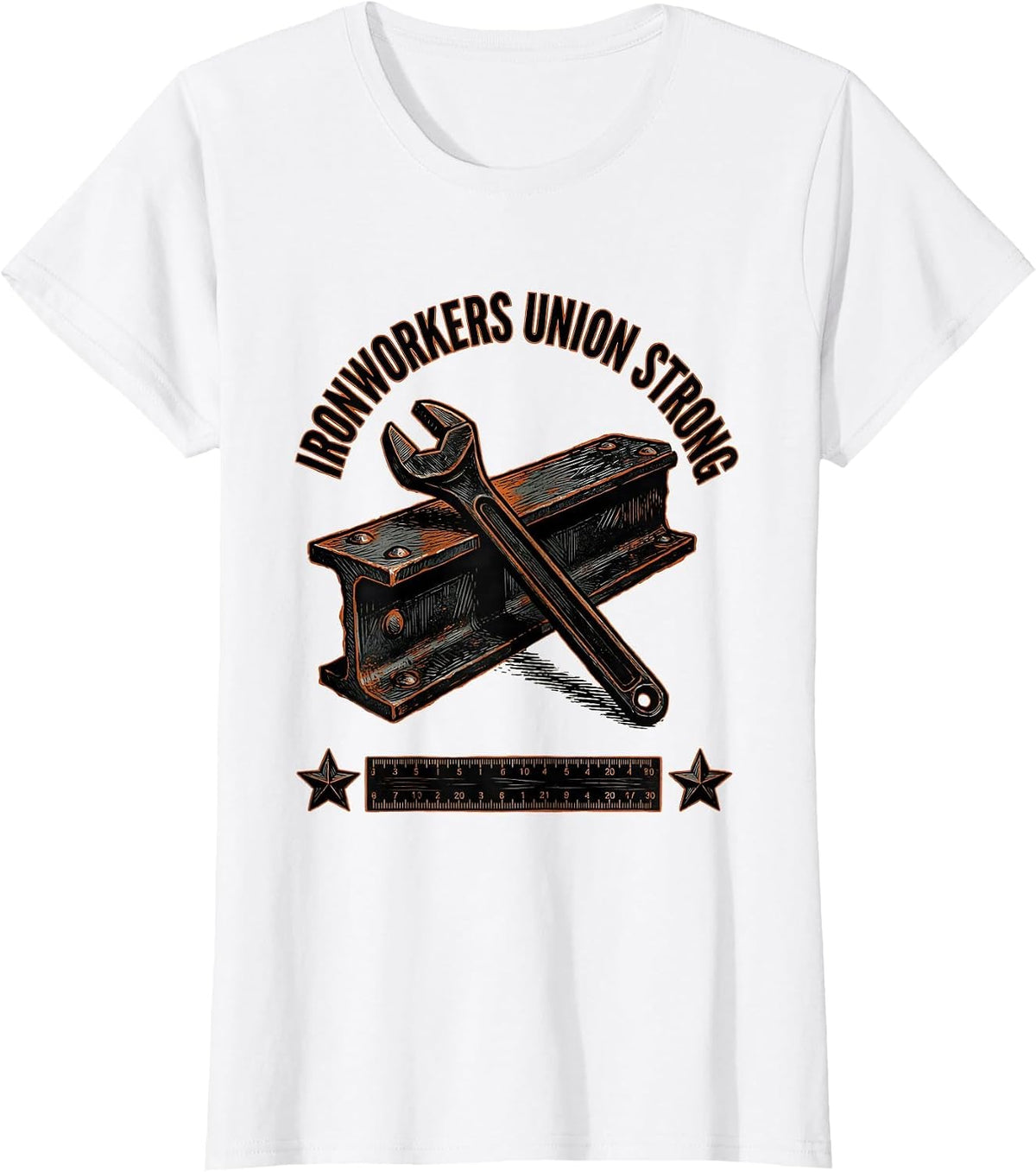 Ironworkers Union Strong Linocut Skilled Trades Labor Pride T-Shirt - White