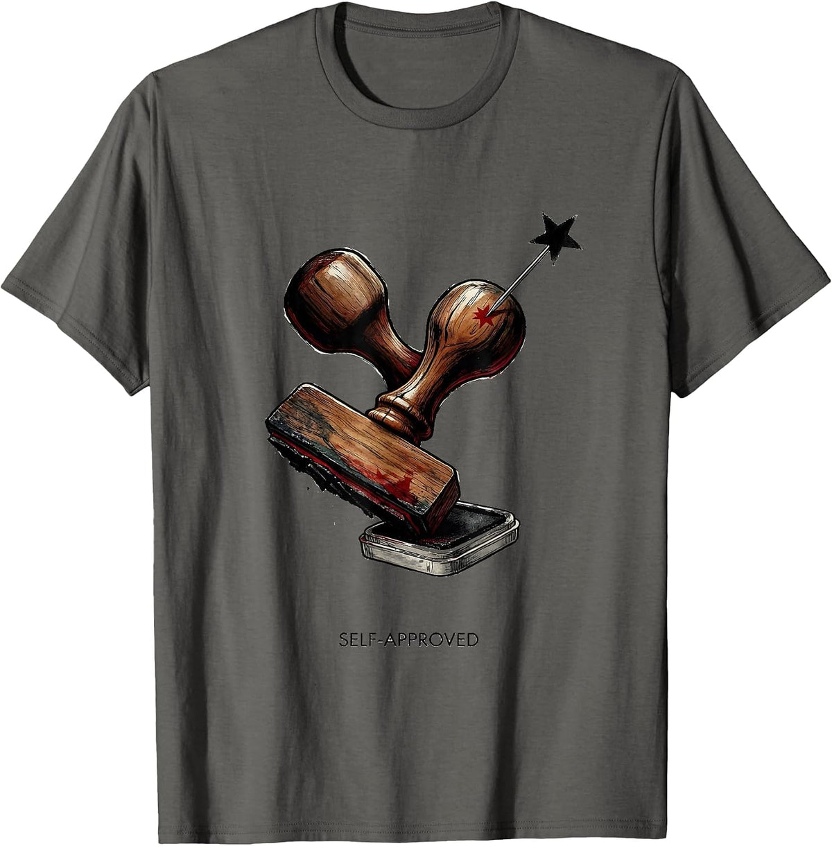 Self-Approved Funny Tattoo Owner Sarcastic Ink Humor T-Shirt - Asphalt Grey