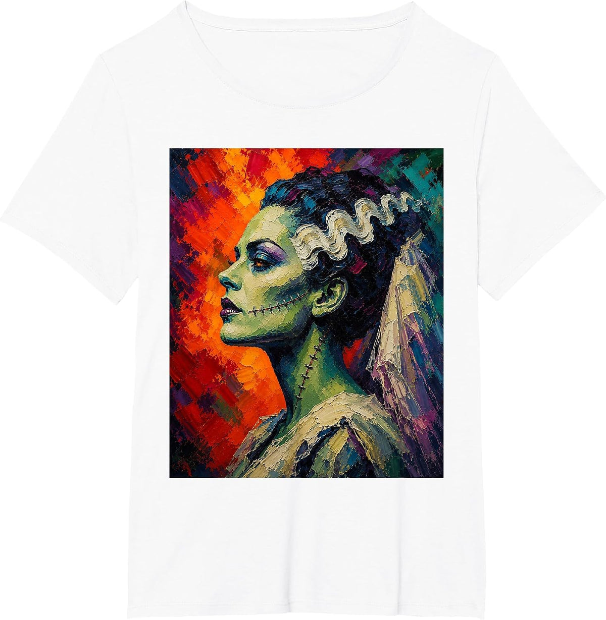 Bride and Frankenstein The Lover Halloween Matching Couple T-Shirt - White