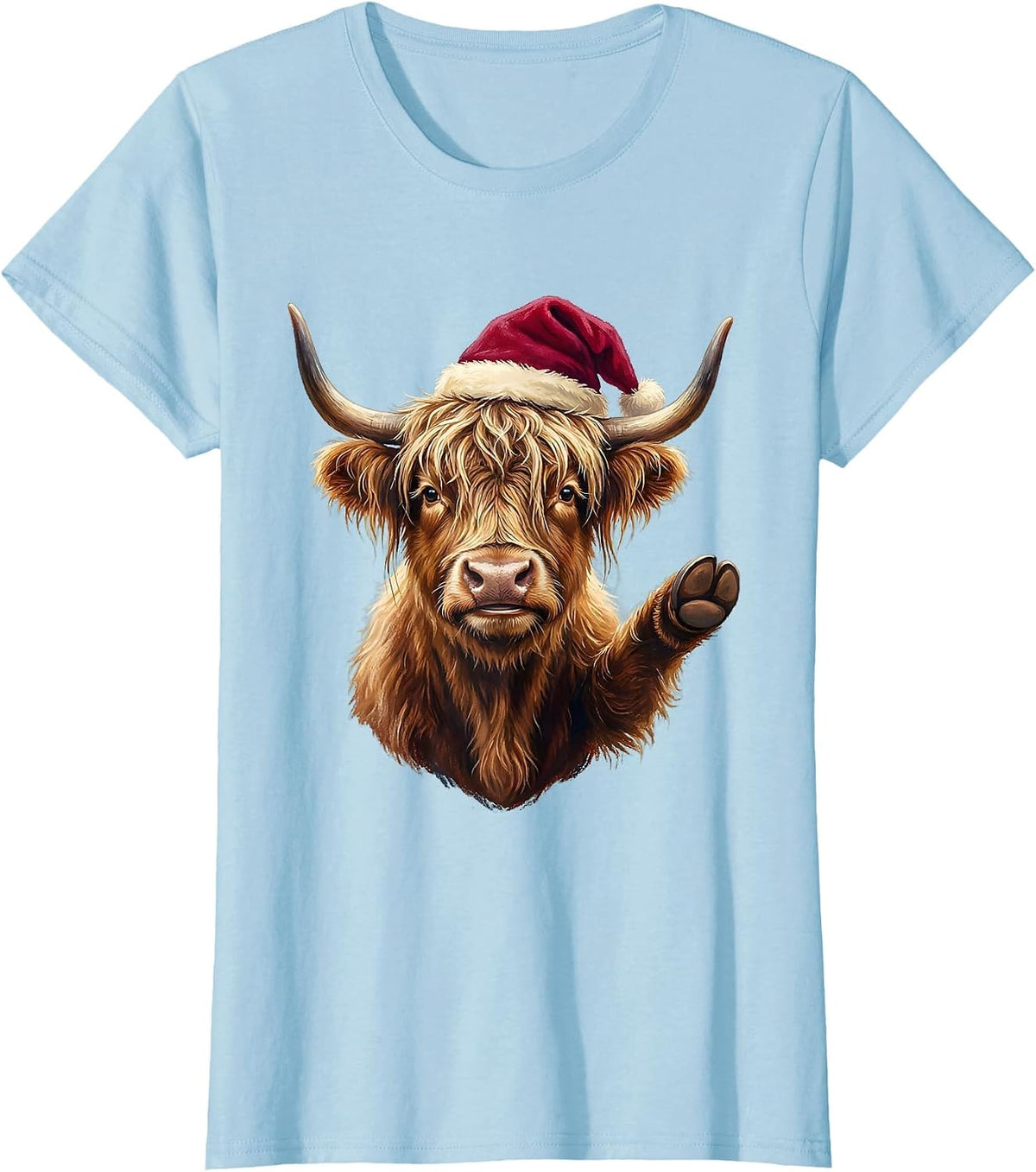 Storybook Highland Cow Highland Cow Christmas Holiday Humor T-Shirt - Baby Blue