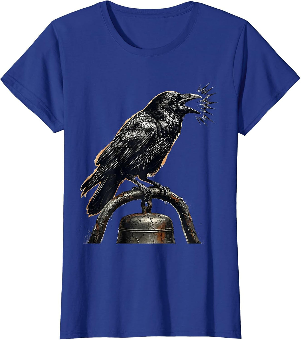 Women's F-Caw-F Crow Distressed Gothic Humor Halloween T-Shirt - Royal Blue