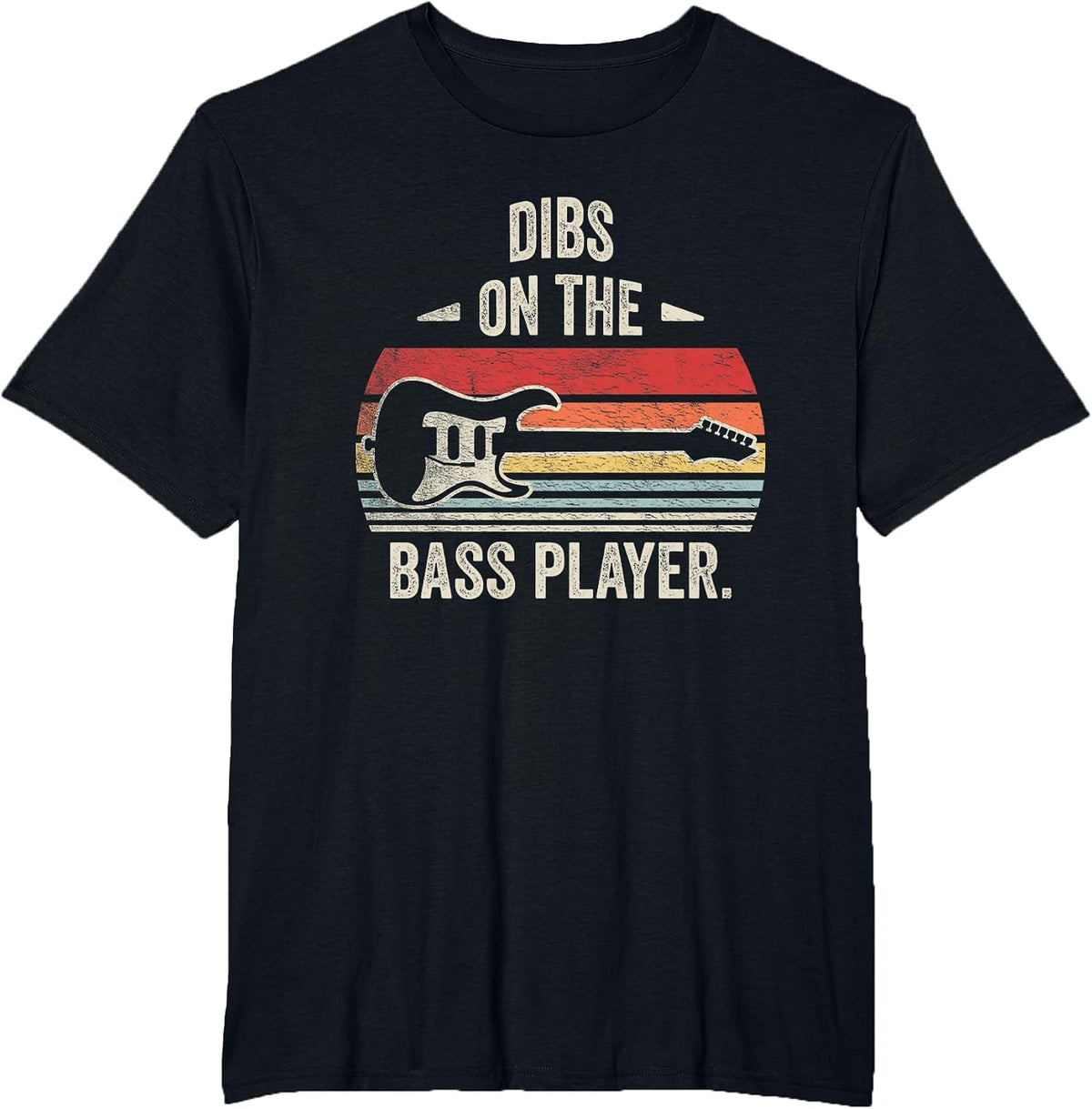 Retro Vintage Dibs On The Bass Player Bassist T-Shirt - Black