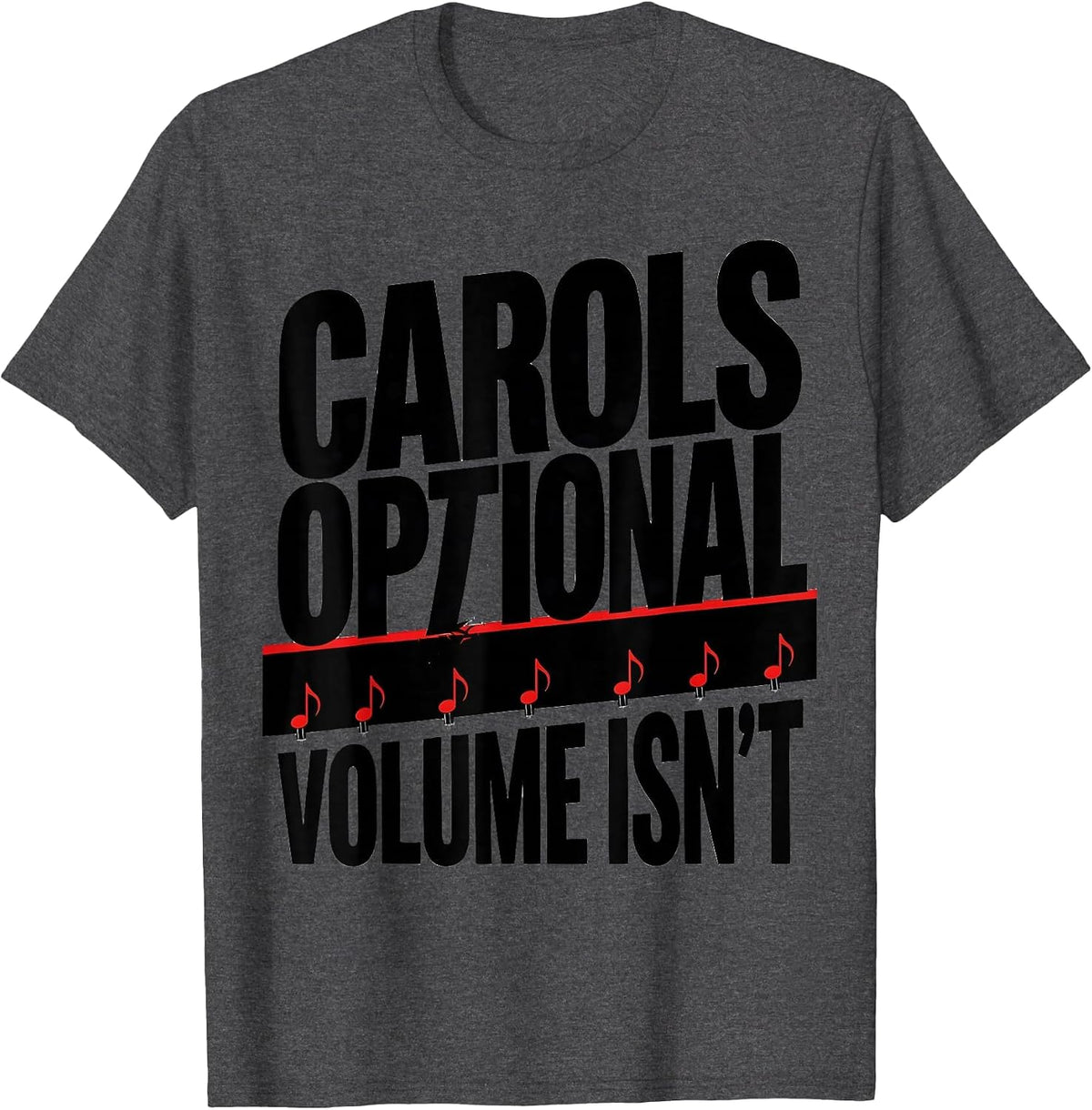 Men's Carols Optional, Volume Isn't Brutalist Heavy Metal T-Shirt - Dark Heather Grey