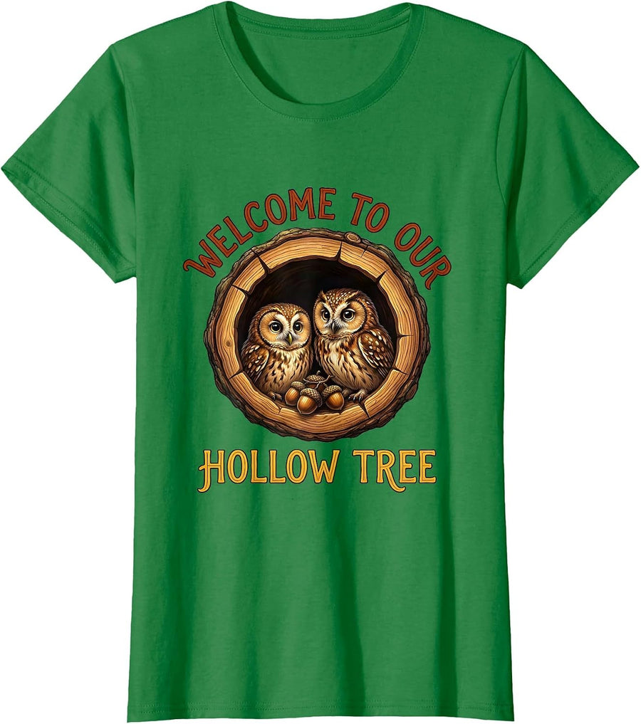 Women's Welcome To Our Hollow Tree Cute Preschool Teacher Gift Back T-Shirt - Kelly Green