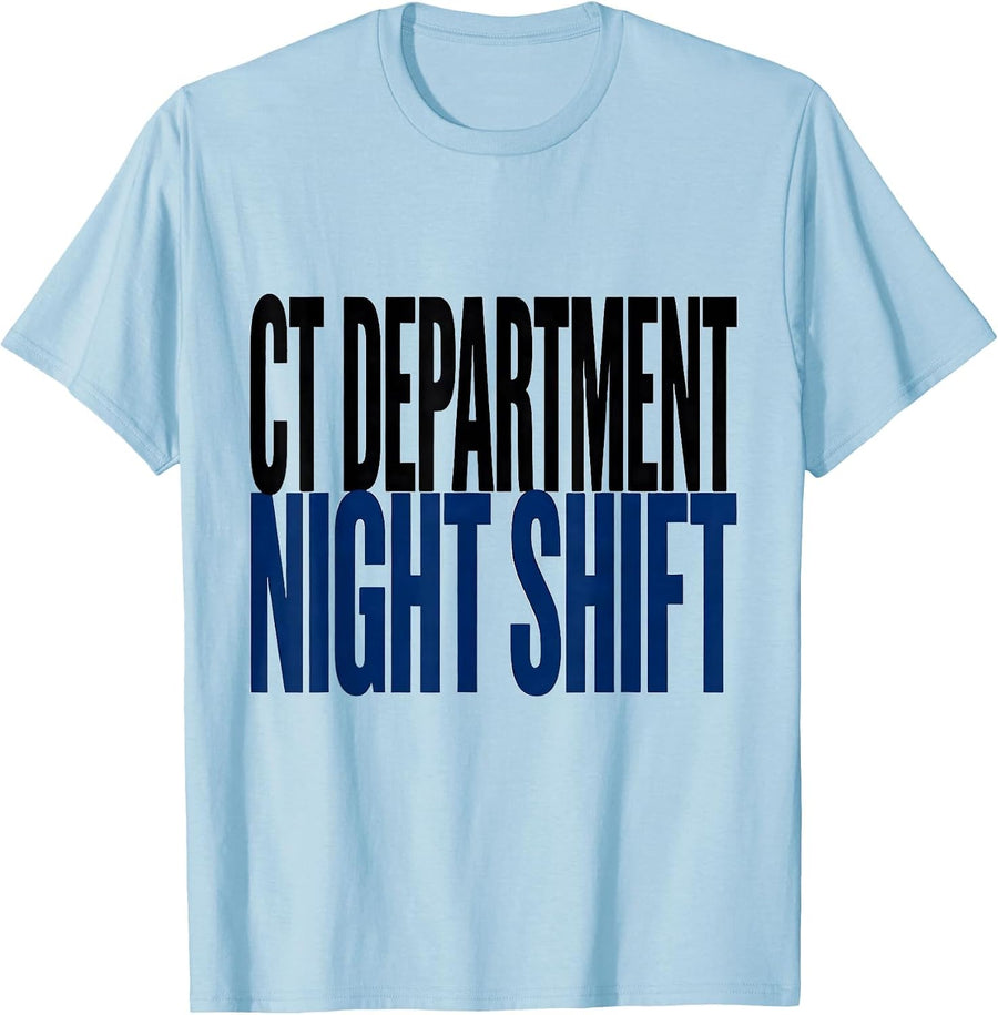 Men's CT Department Night Shift Radiology Tech Rad Tech X-Ray T-Shirt - Baby Blue