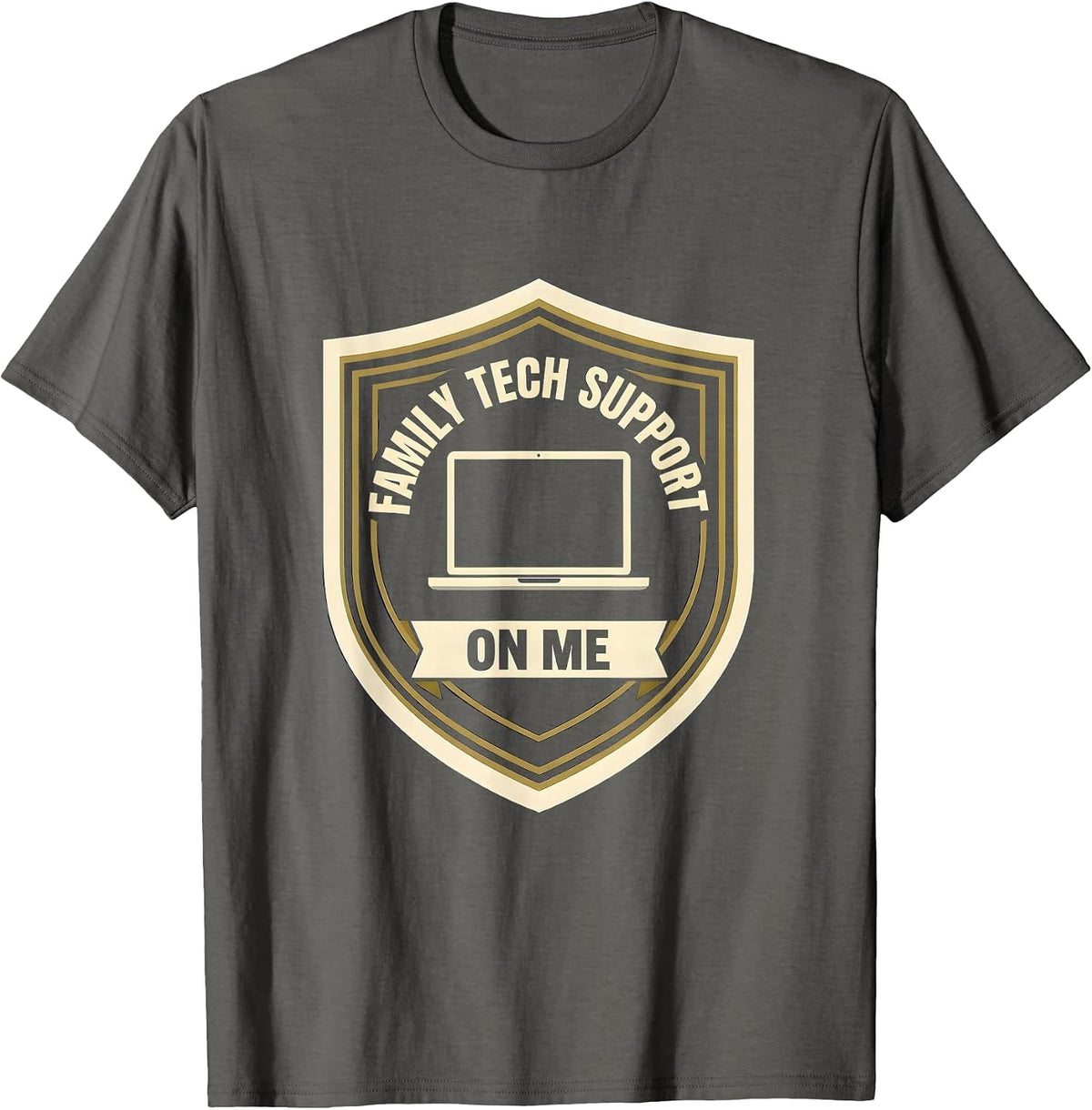 Men's Family Tech Support On Me Funny IT Humor Tech Engineer Gift T-Shirt - Asphalt Grey