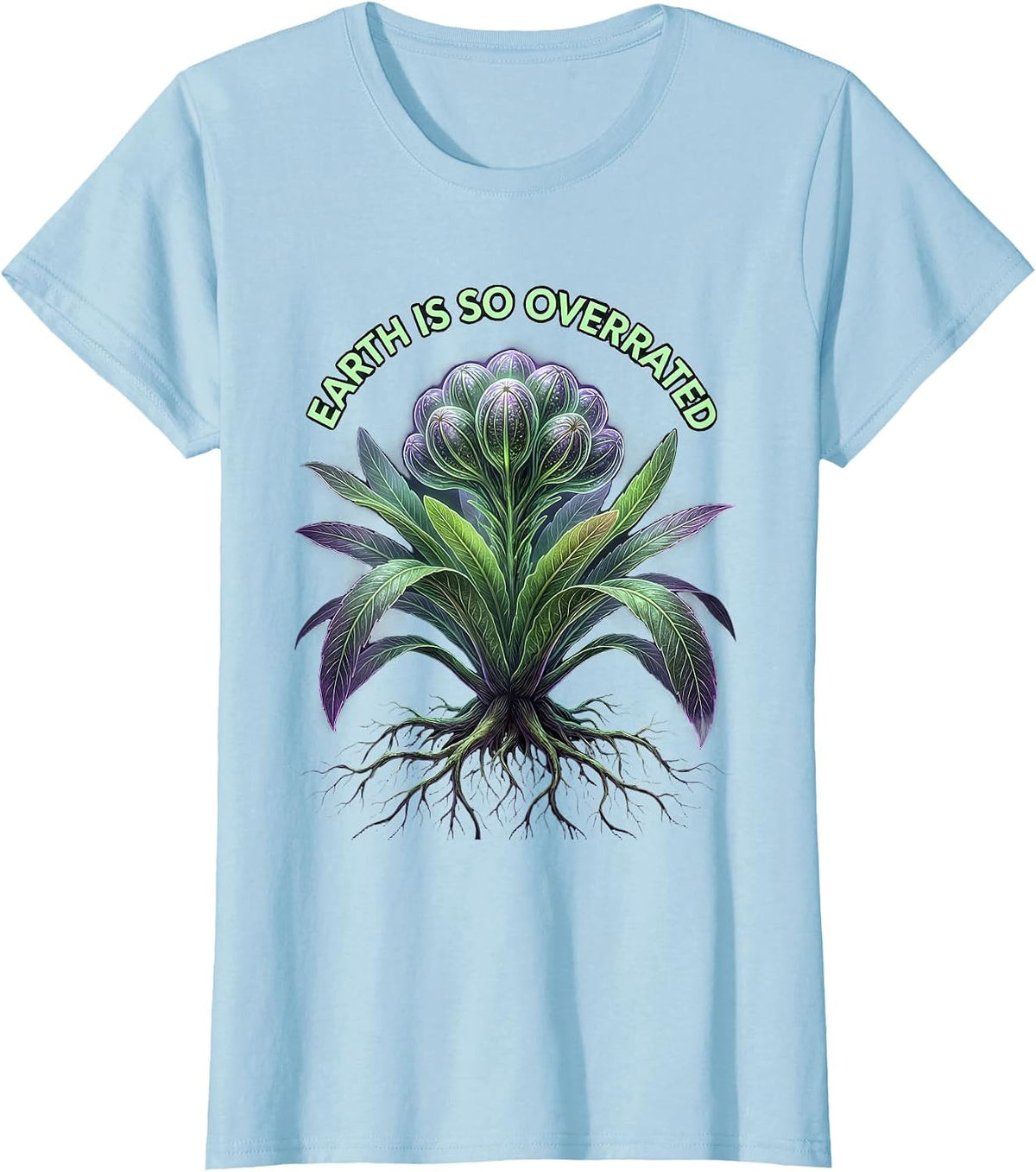 Women's Earth Is So Overrated Alien Space Design T-Shirt - Baby Blue