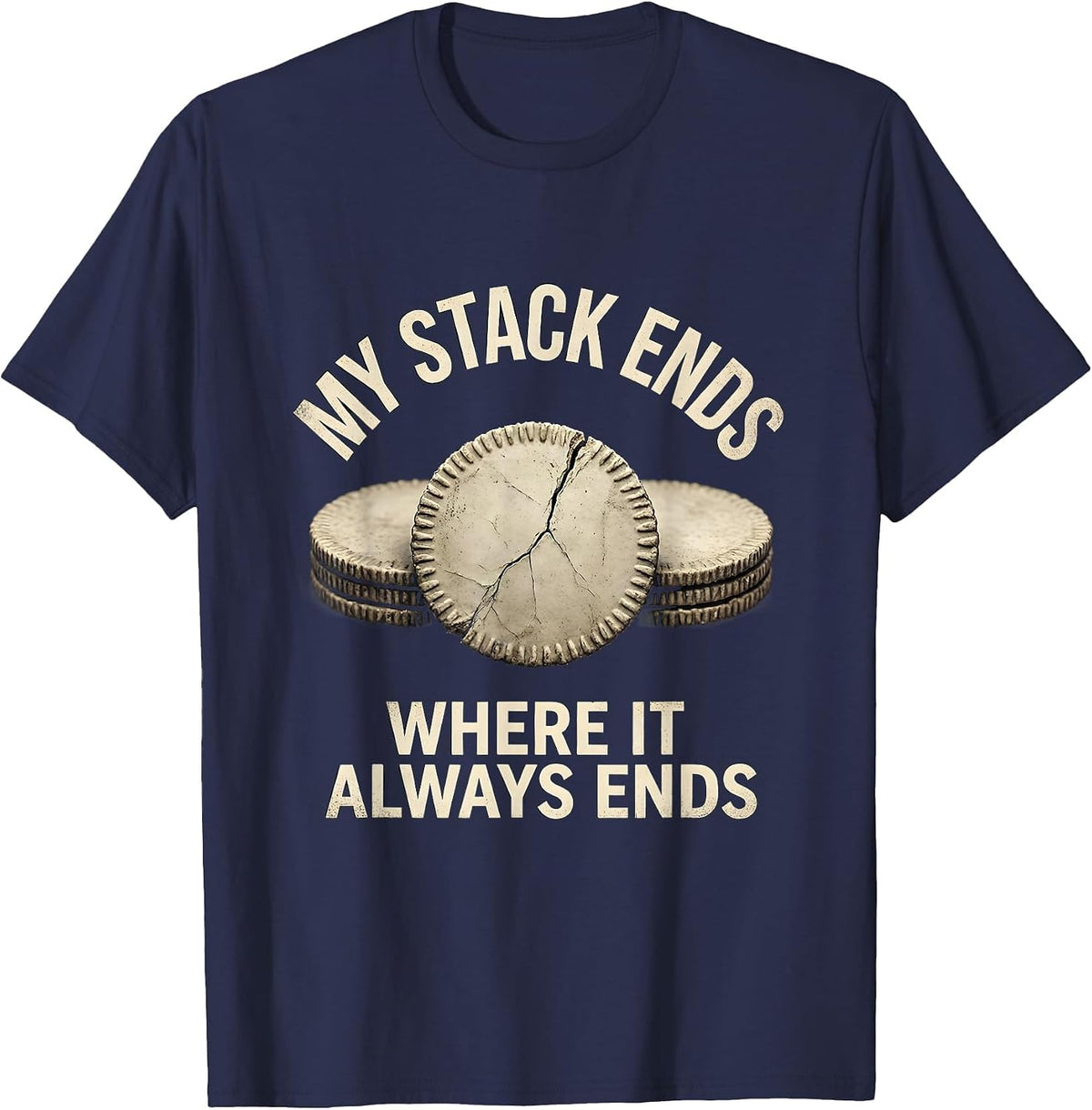 Men's My Stack Ends Where It Always Ends Funny Poker Player T-Shirt - Navy Blue
