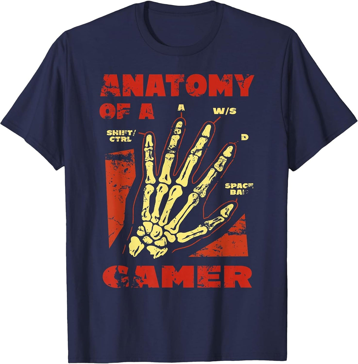Anatomy of a Gamer Video Game Player Gamer T-Shirt - Navy Blue
