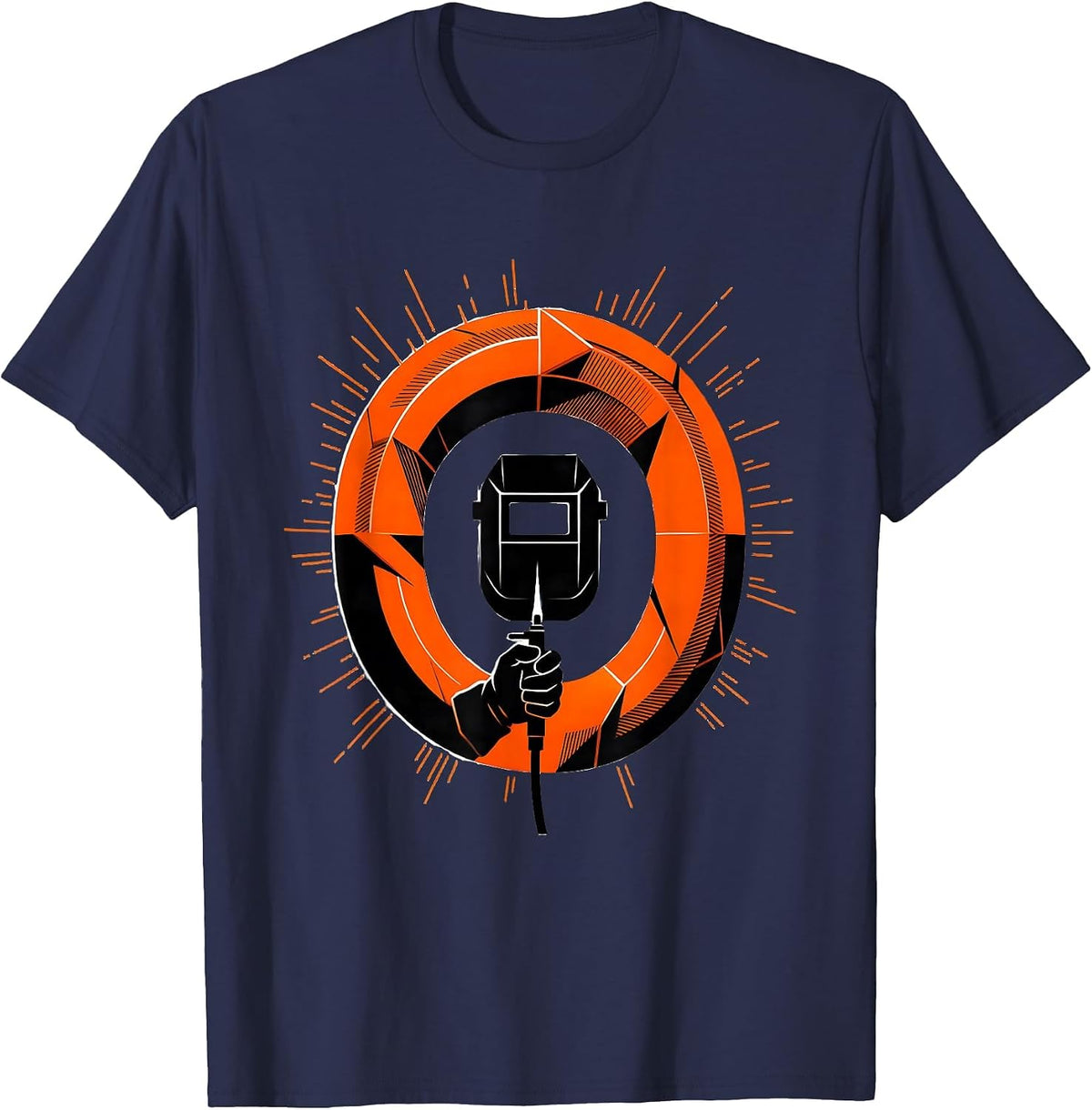 Geometric Weld-Bead Loop Welder Metalworker Humor T-Shirt - Navy Blue