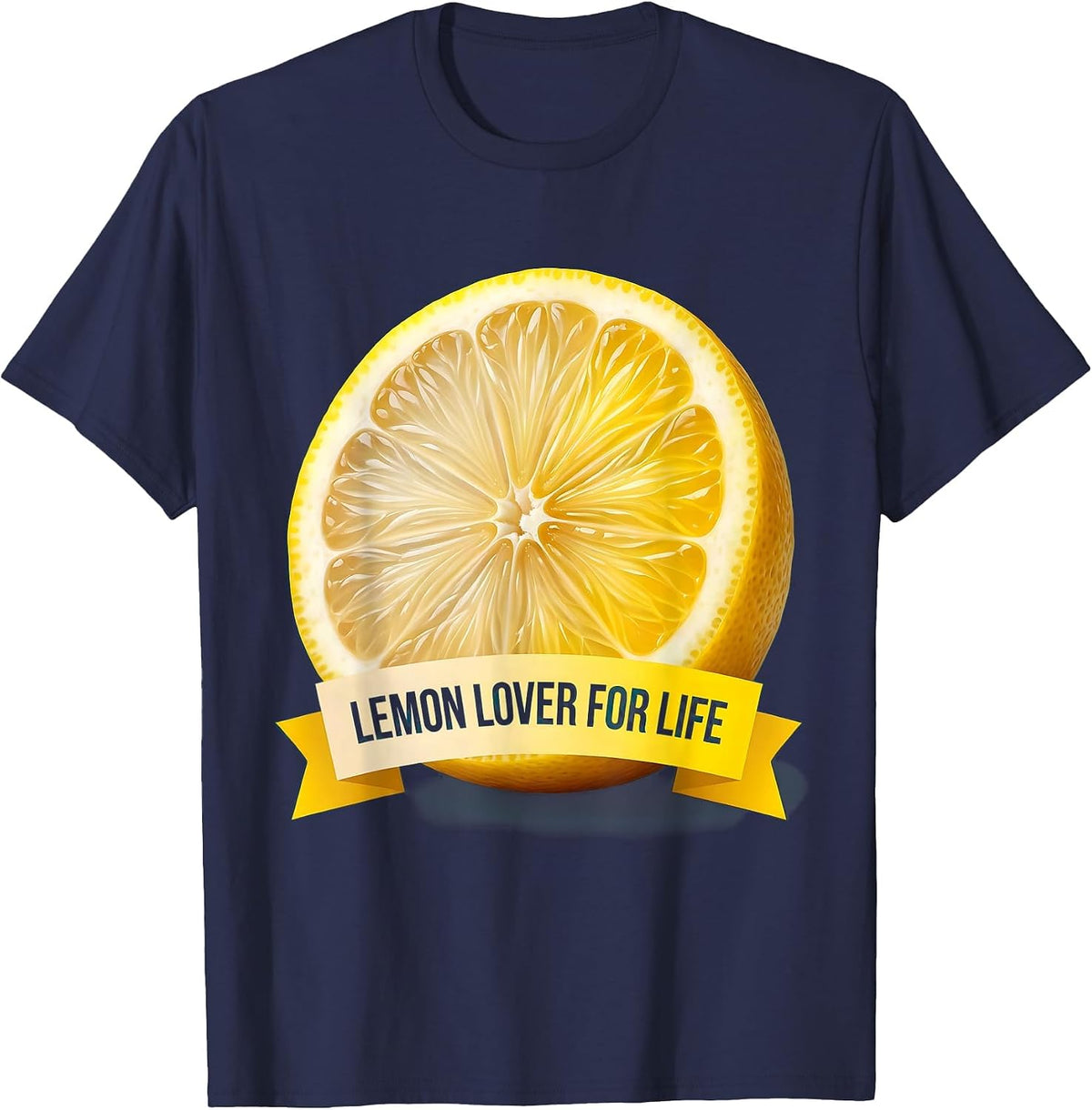 Men's Lemon Lover For Life Citrus Graphic Design T-Shirt - Navy Blue