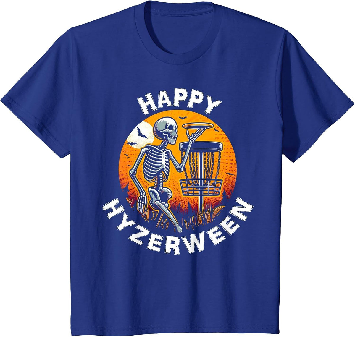 Disc Golf Halloween Disc Golfer Skeleton Hyzerween Item T-Shirt - Royal Blue