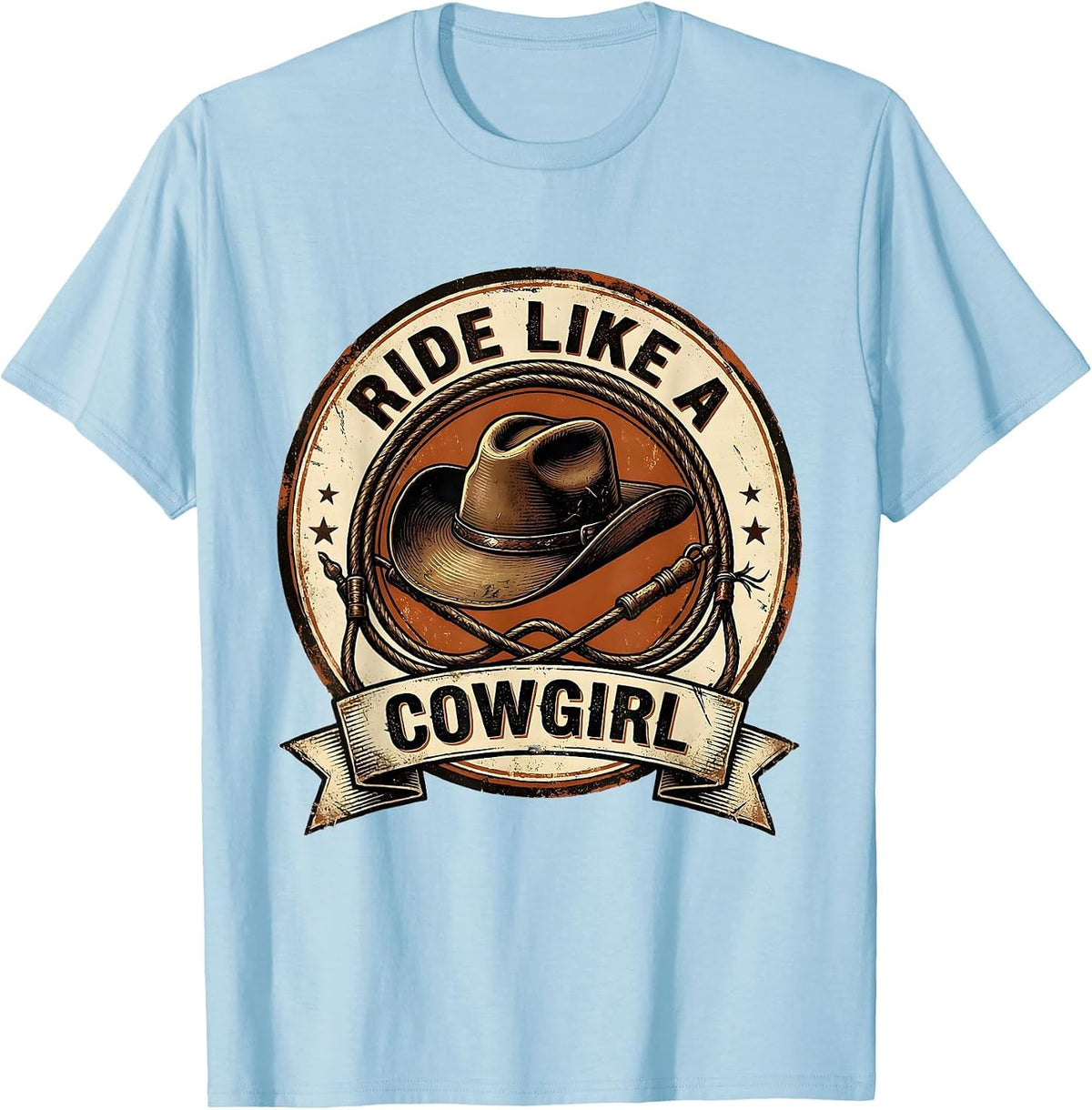 Men's Ride Like a Cowgirl Western Design T-Shirt - Baby Blue