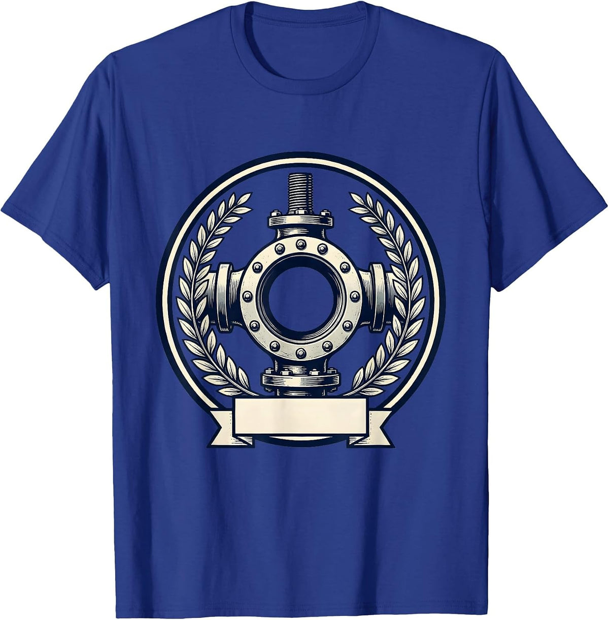 Men's Sealed Pipe Flange Emblem Funny Plumber Pipefitter Humor T-Shirt - Royal Blue
