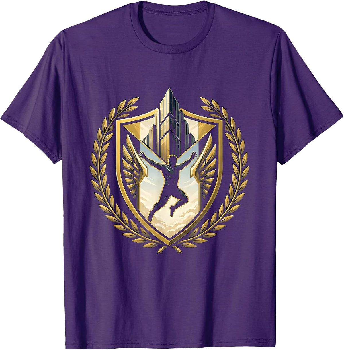 Base Jump Freedom Skyscraper Ledge Graphic T-Shirt - Purple