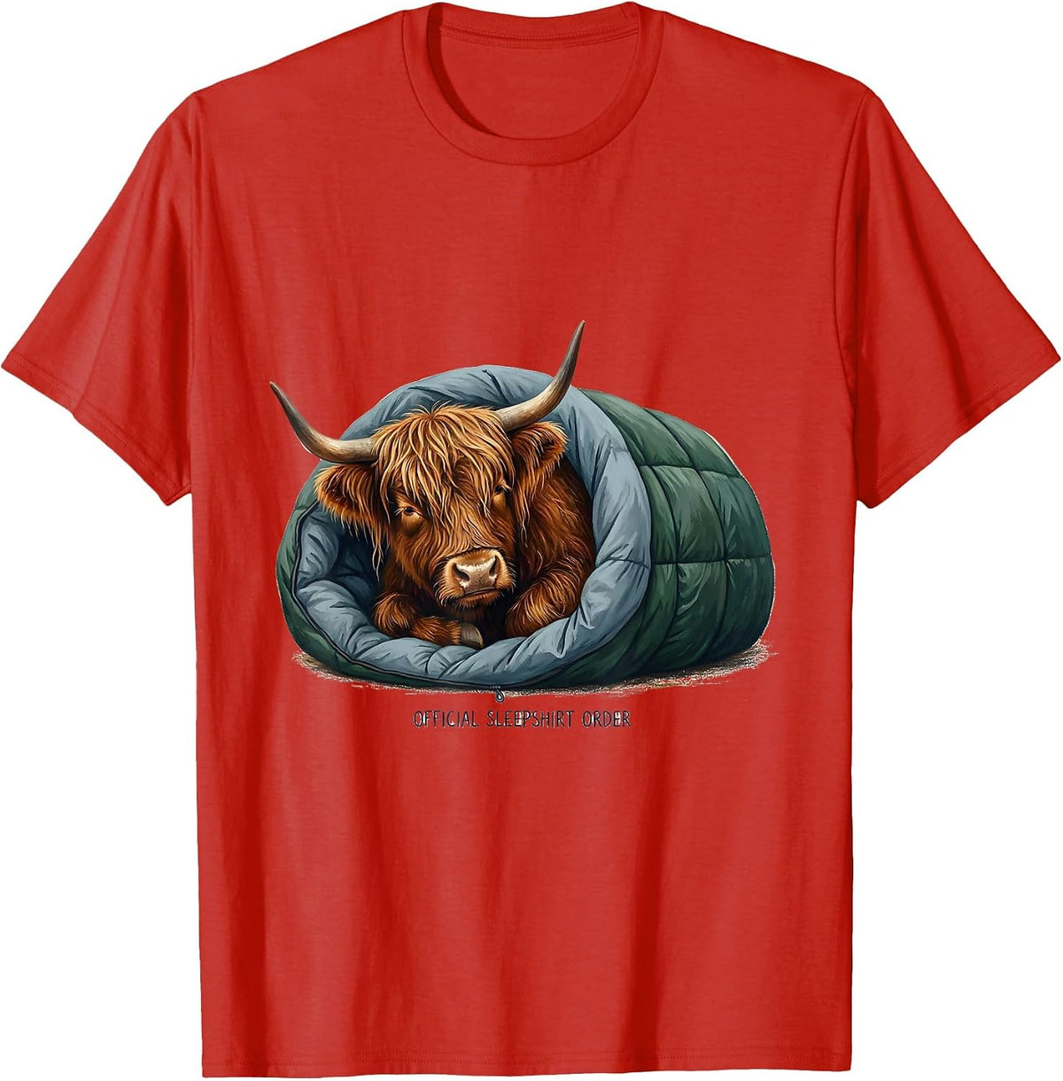 Men's Official Sleepshirt Order Storybook Highland Cow Cozy T-Shirt - Red